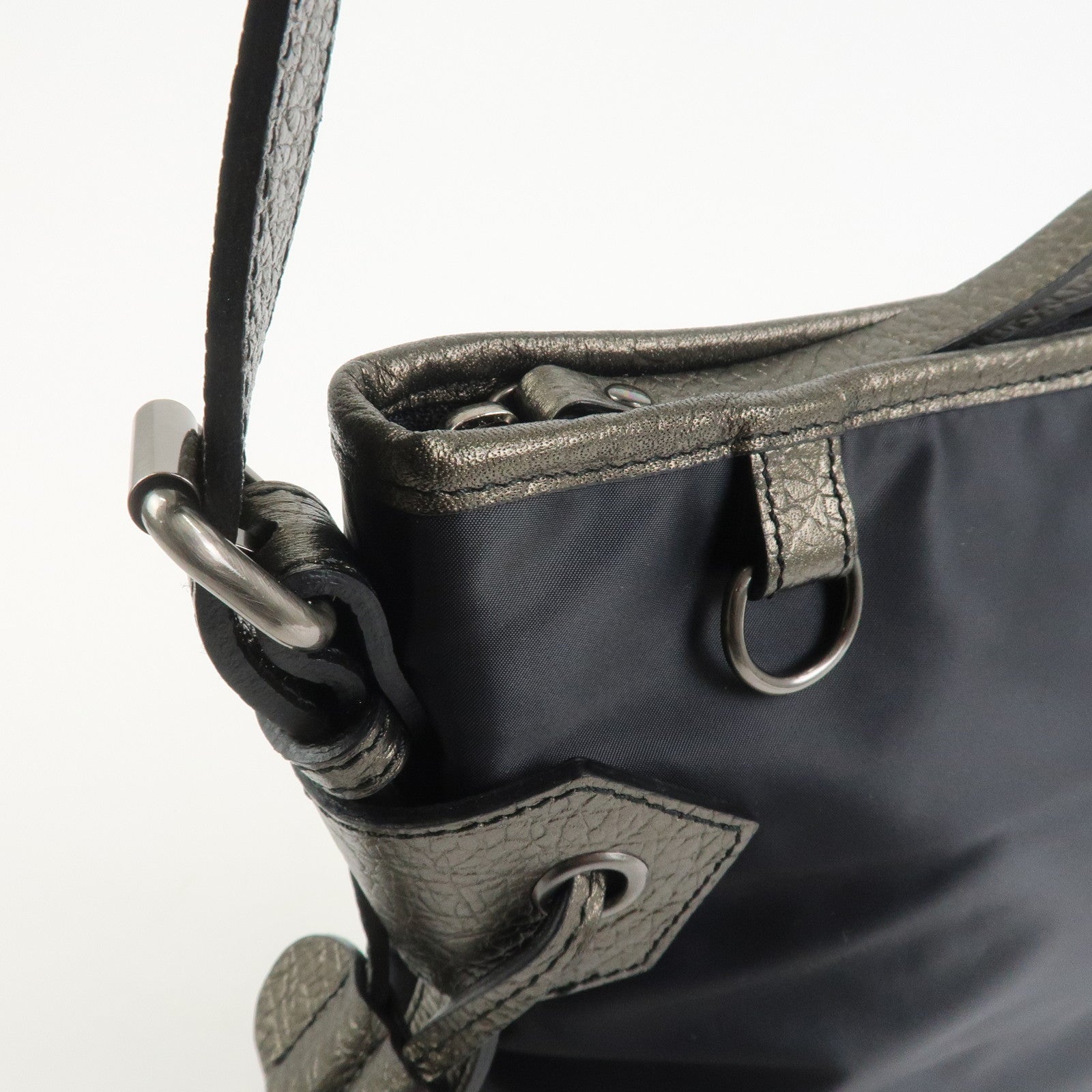 BURBERRY Nylon Leather Shoulder Bag Crossbody Bag Black Bronze