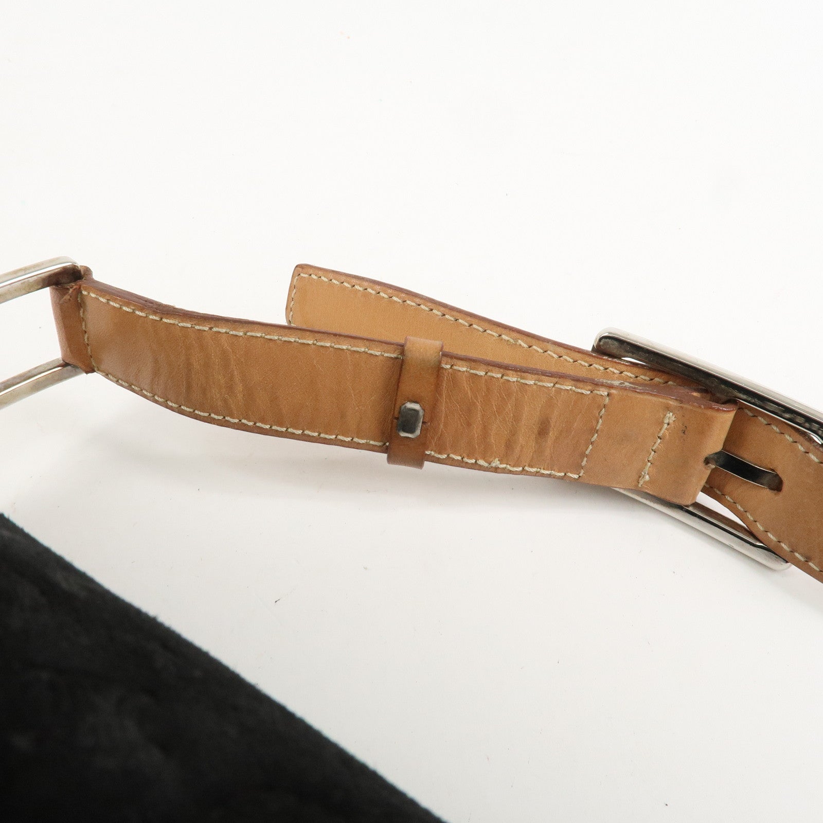 CELINE C Macadam Leather Suede Shoulder Bag Hand Bag Black Brown