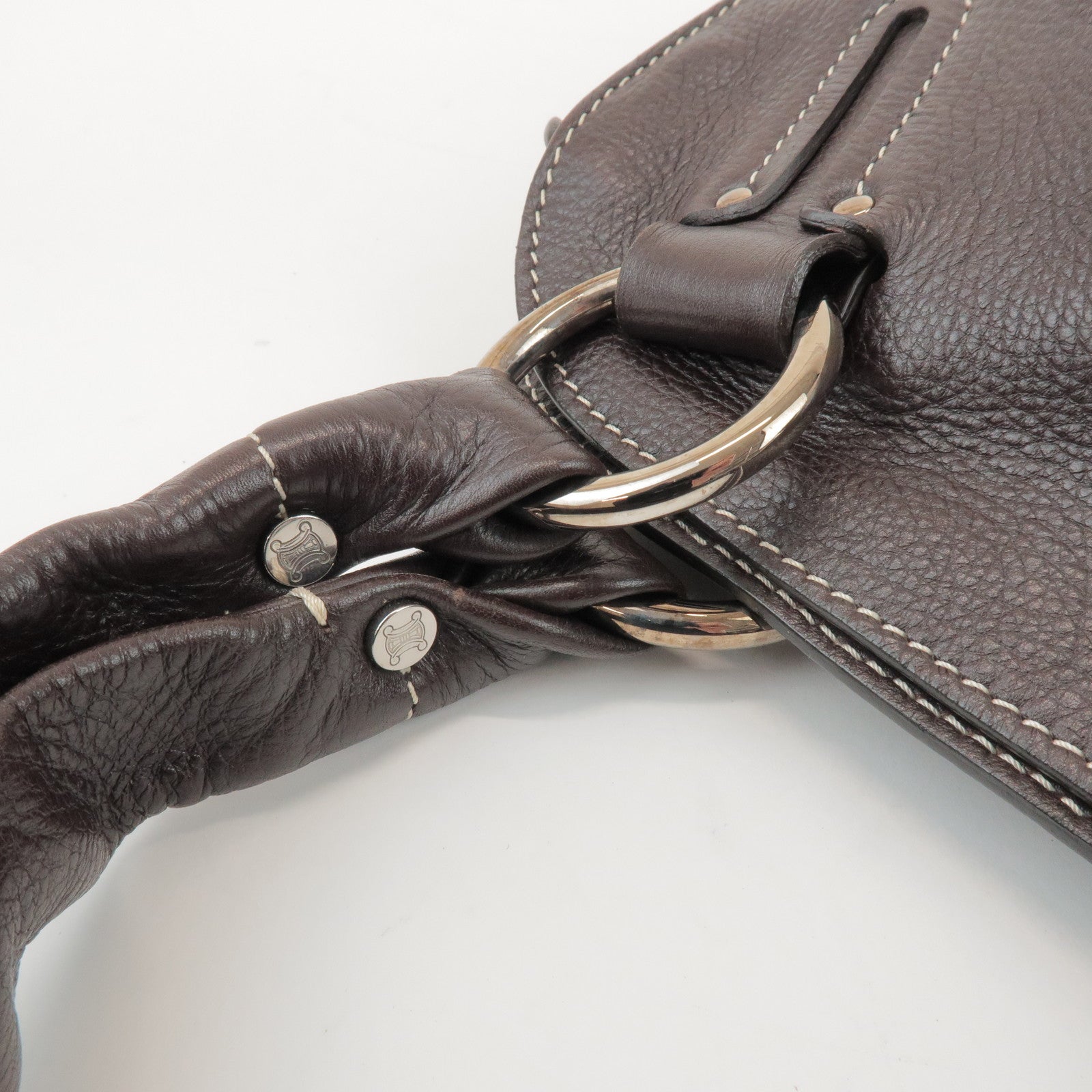CELINE Bittersweet Leather Shoulder Bag Hand Bag Dark Brown