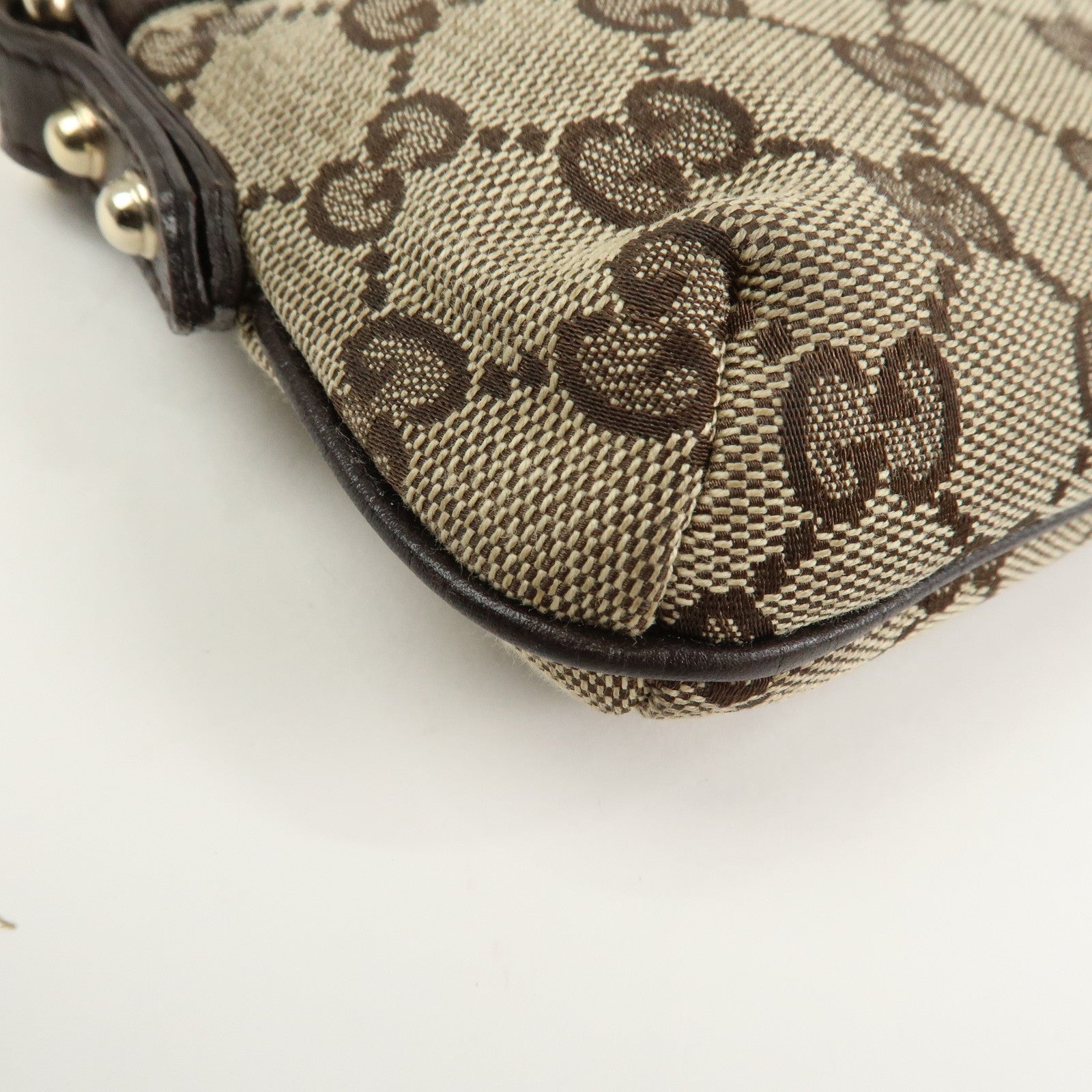 GUCCI Sherry GG Canvas Leather Pouch Cosmetic Pouch Brown 152507