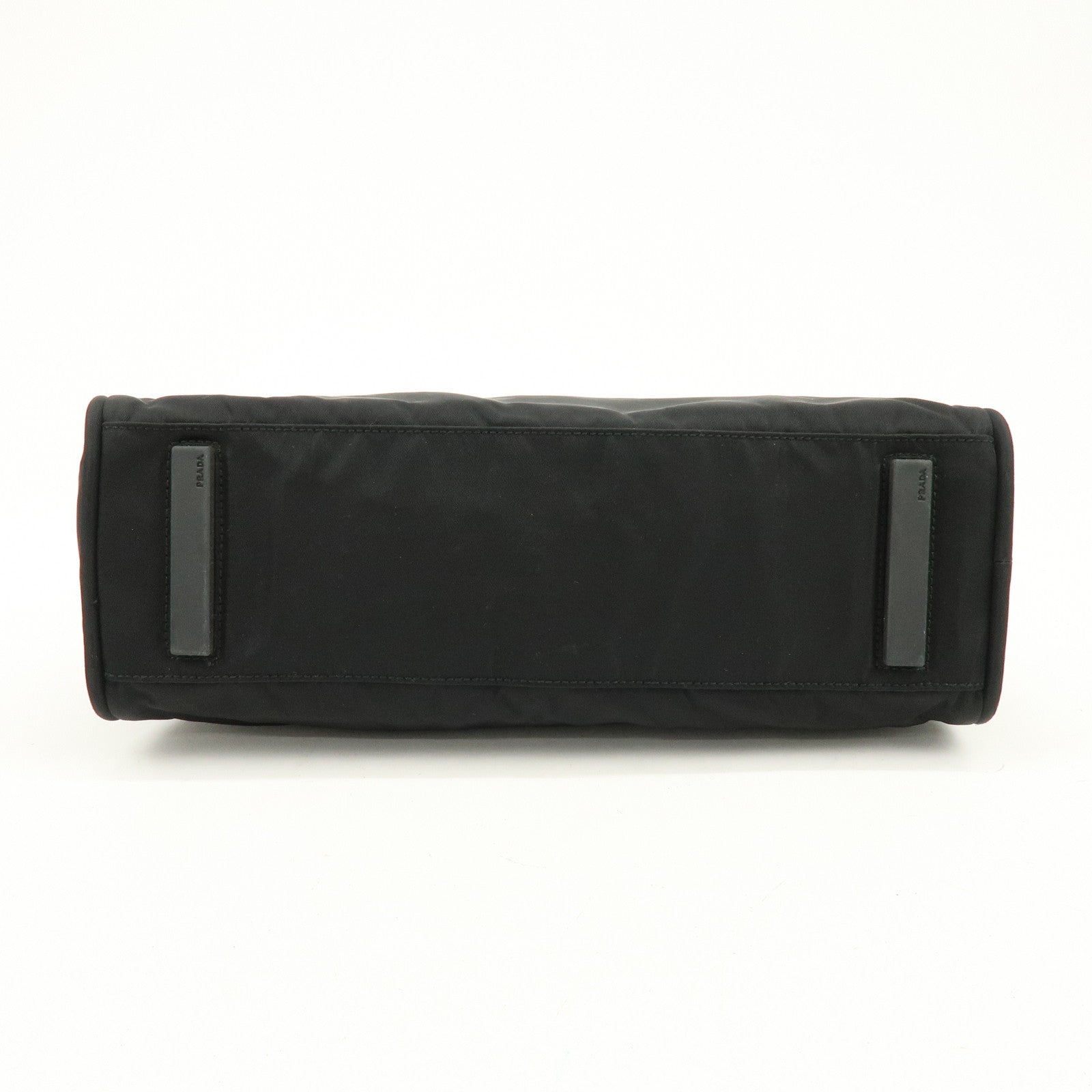 PRADA Triangle Logo Nylon Leather Hand Bag Tote Bag Black B8495