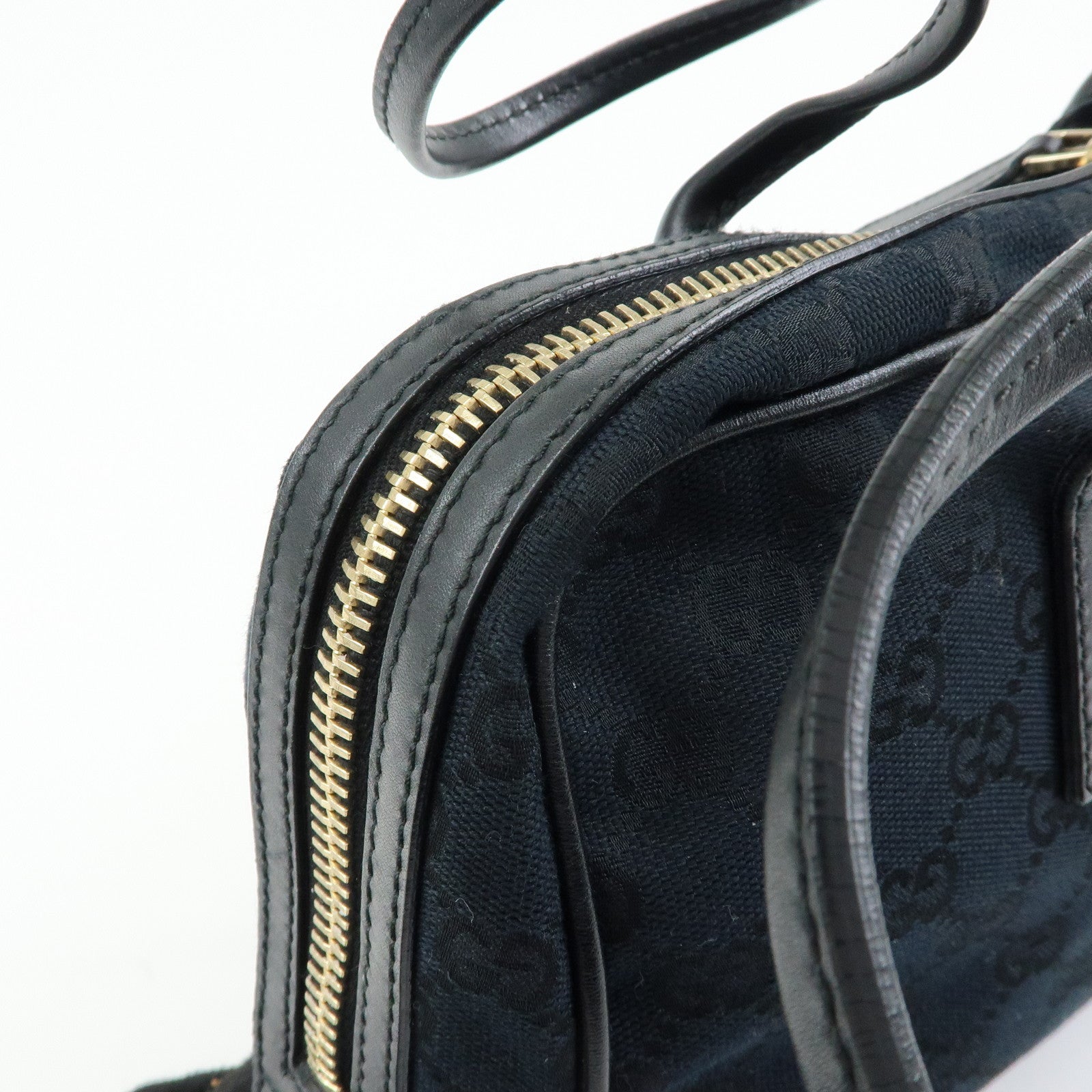GUCCI Interlocking G Abbey GG Canvas Leather Tote Bag Black 169971