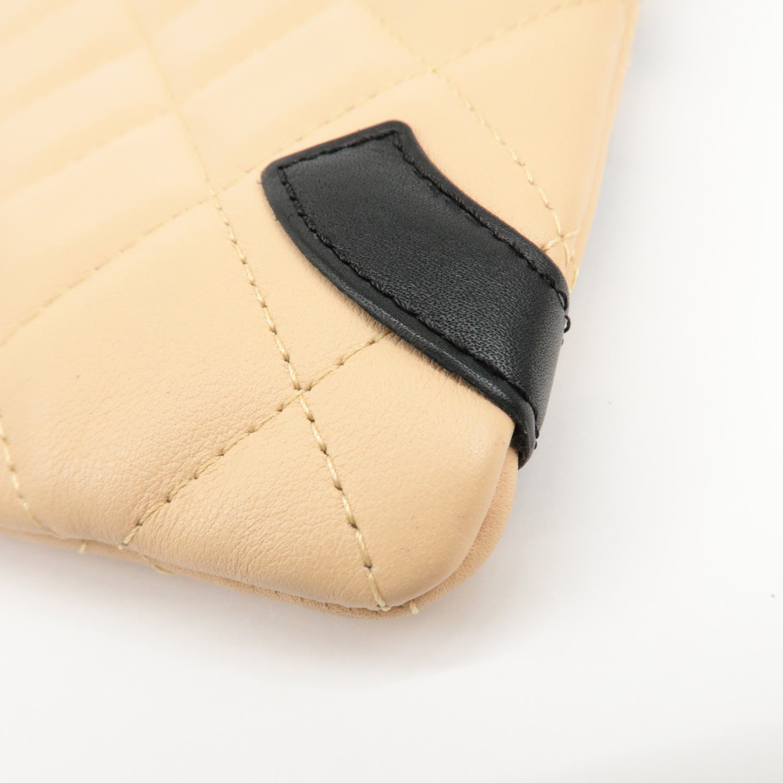 CHANEL COCO Mark Cambon Line Leather Pouch Beige Used