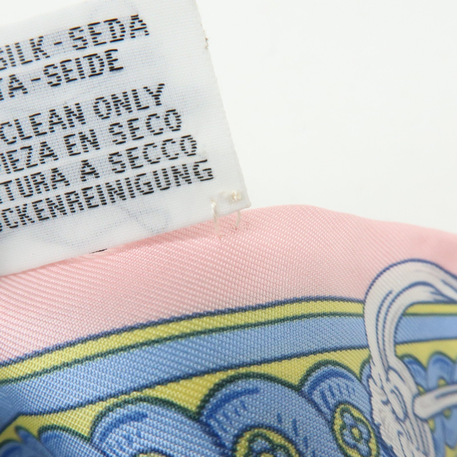 HERMES Silk 100% Twilly BRIDE DE COUR Pink Light Blue