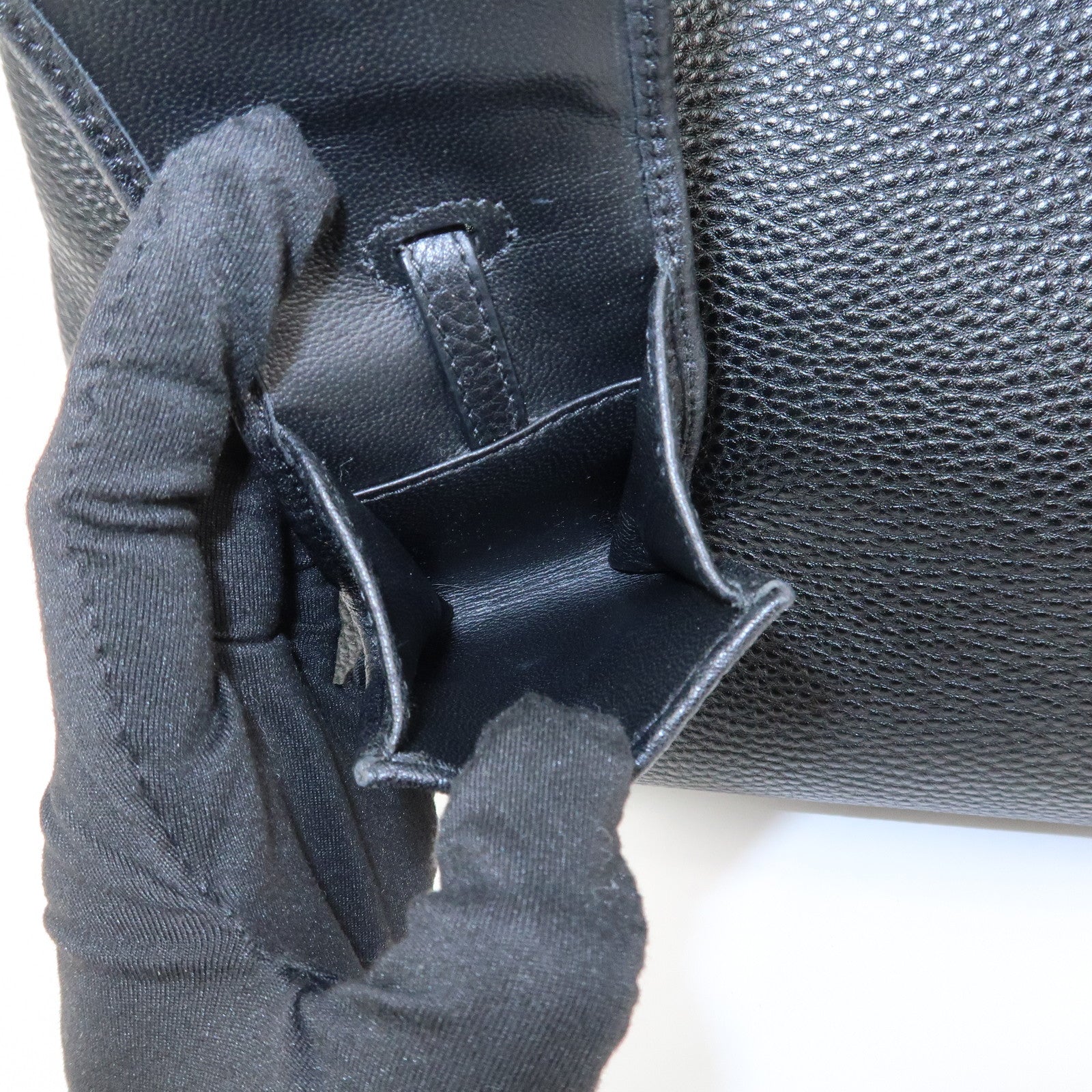 PRADA Triangle Logo Leather 2 Way Bag Hand Bag Black 1BA127