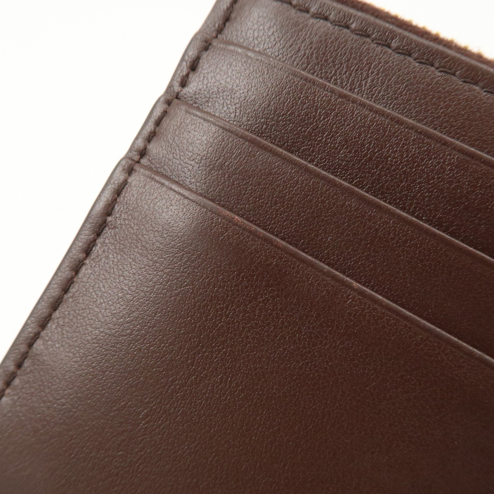 MIU MIU LOGO Leather Coin Case Card Case Brown Used