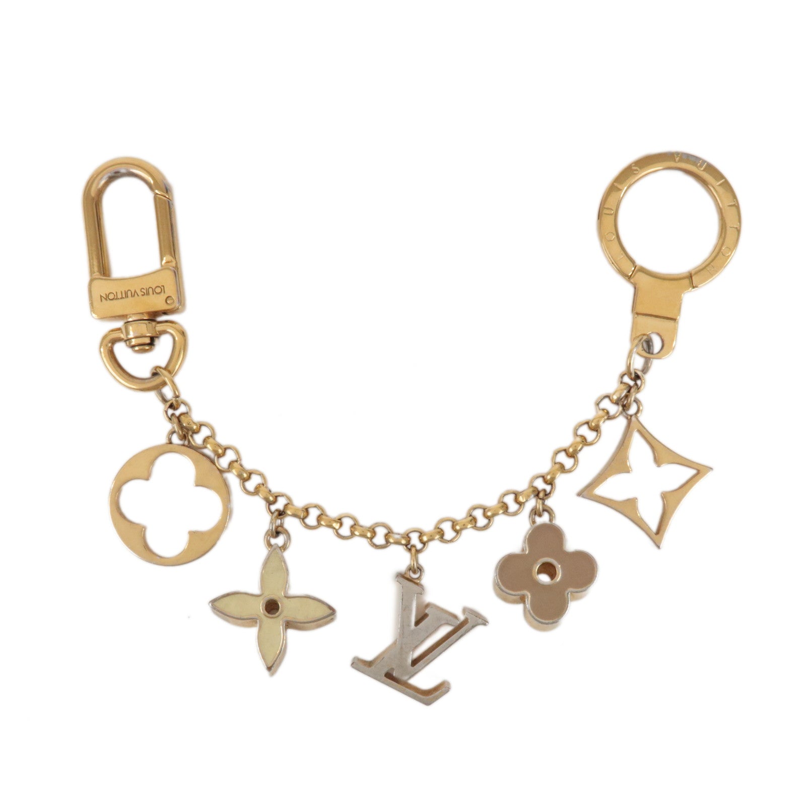 Louis Vuitton Fleur de Monogram Bag Charm Key Chain Gold M65111