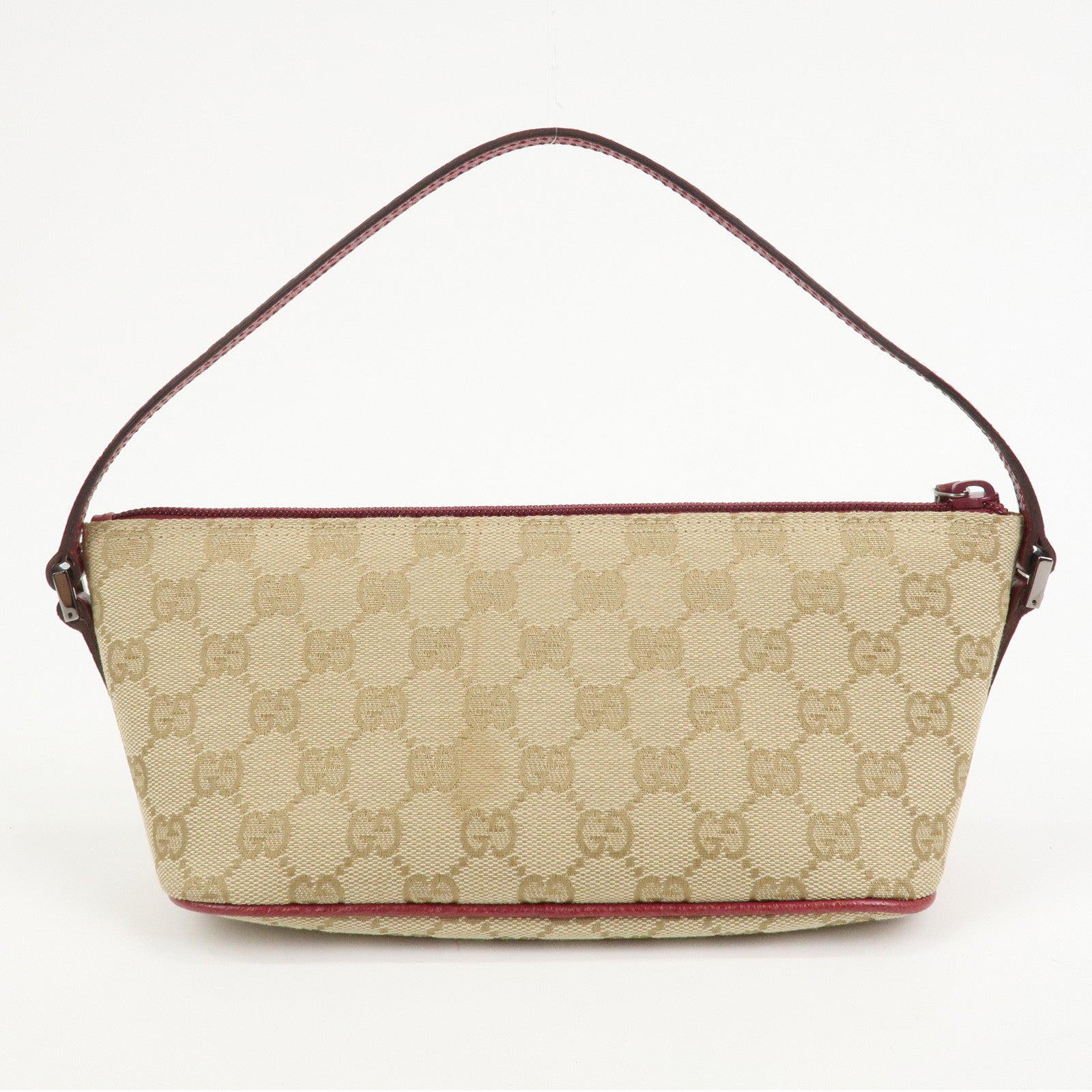 GUCCI Boat Bag GG Canvas Leather Hand Bag Light Brown 07198
