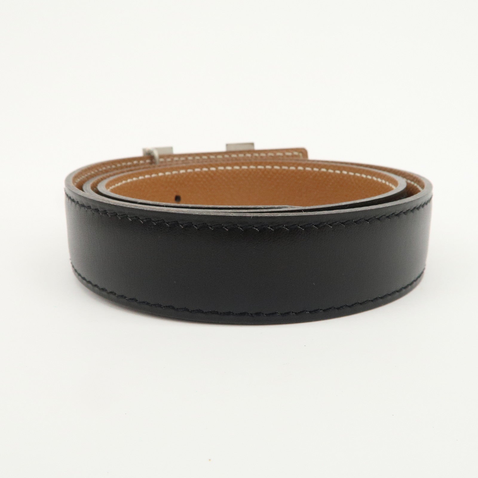 HERMES H Buckle Reversible Constance Belt 65 □D Stamped Black