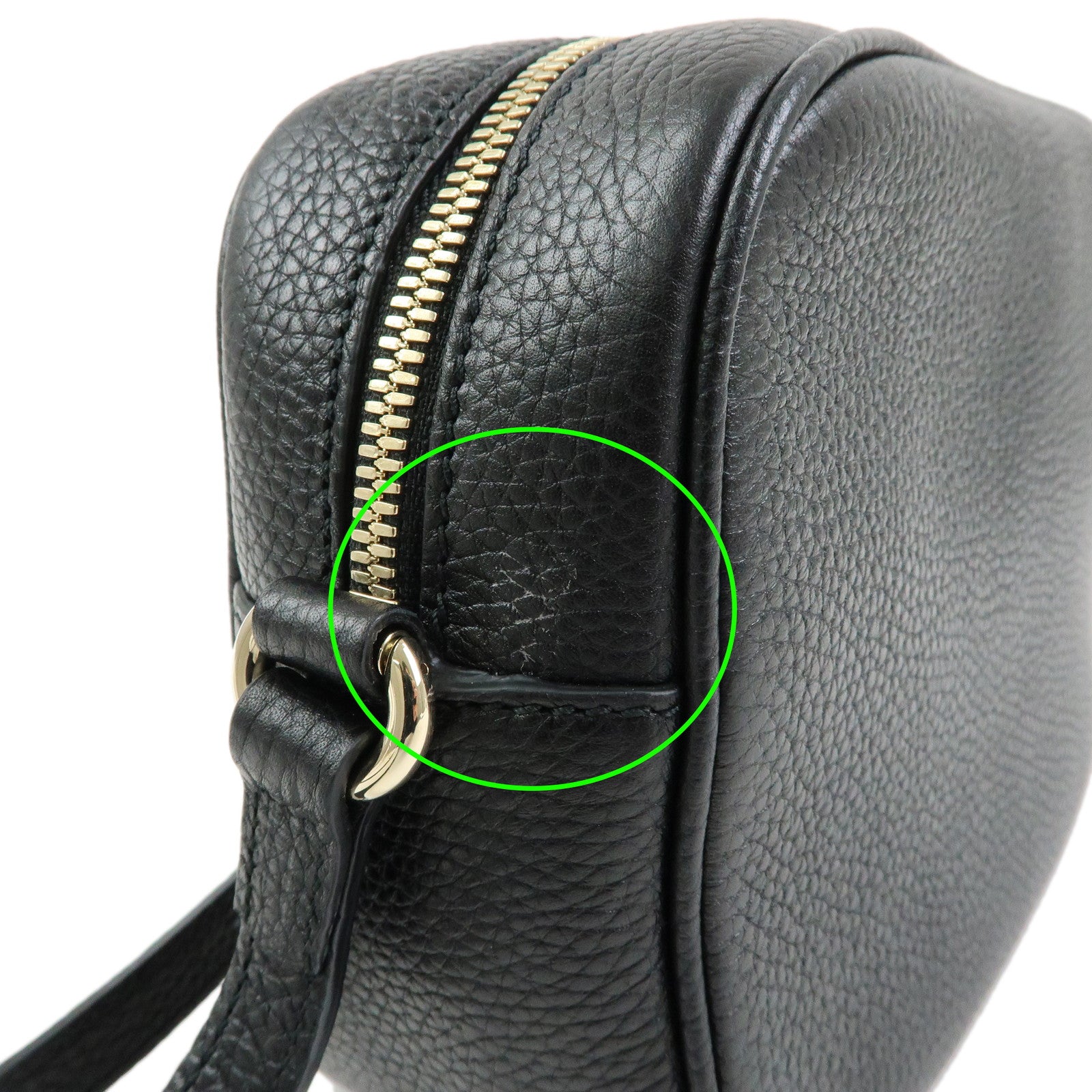 GUCCI SOHO Interlocking G Leahter Small Disco Bag Black 308364