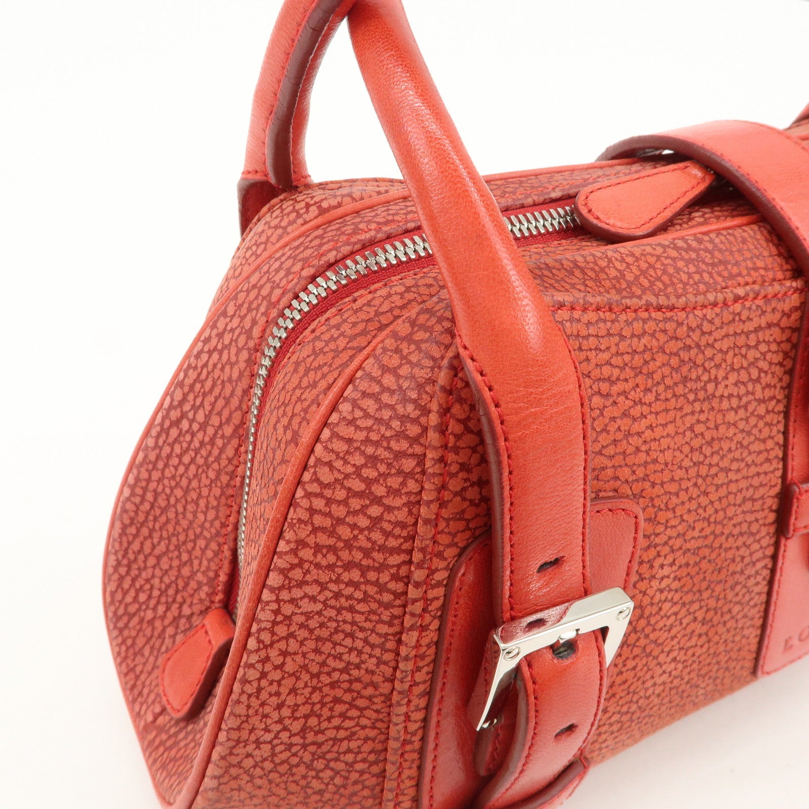 LOEWE Logo Senda Leather Shoulder Bag Hand Bag Red