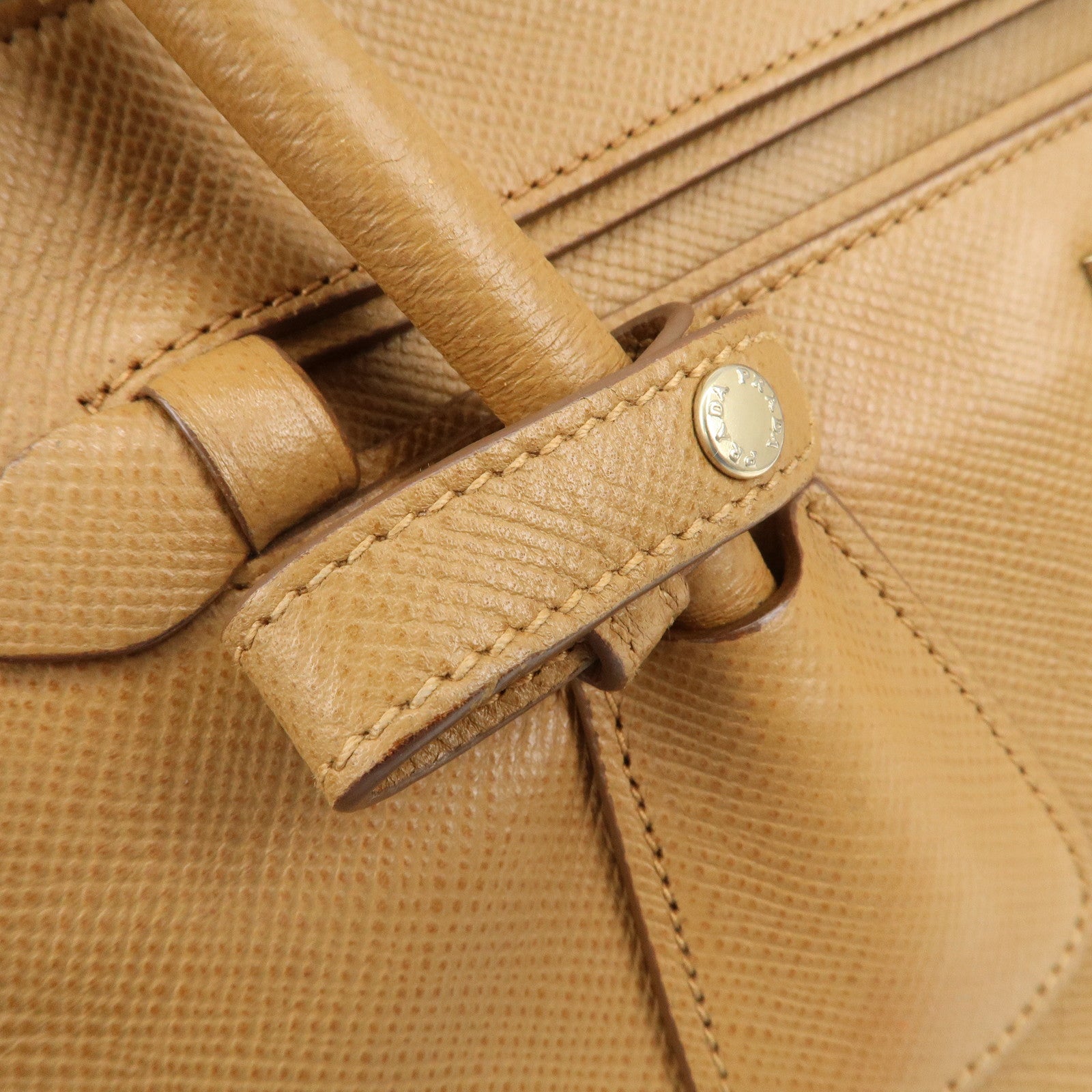 PRADA Leather 2Way Bag Hand Bag Shoulder Bag Light Brown BN2572