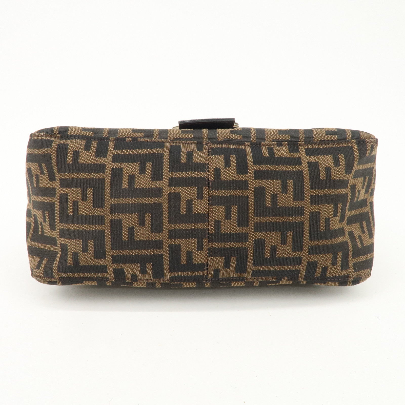 FENDI Mamma Baguette Canvas Leather Shoulder Bag Silver HDW 26325 Used