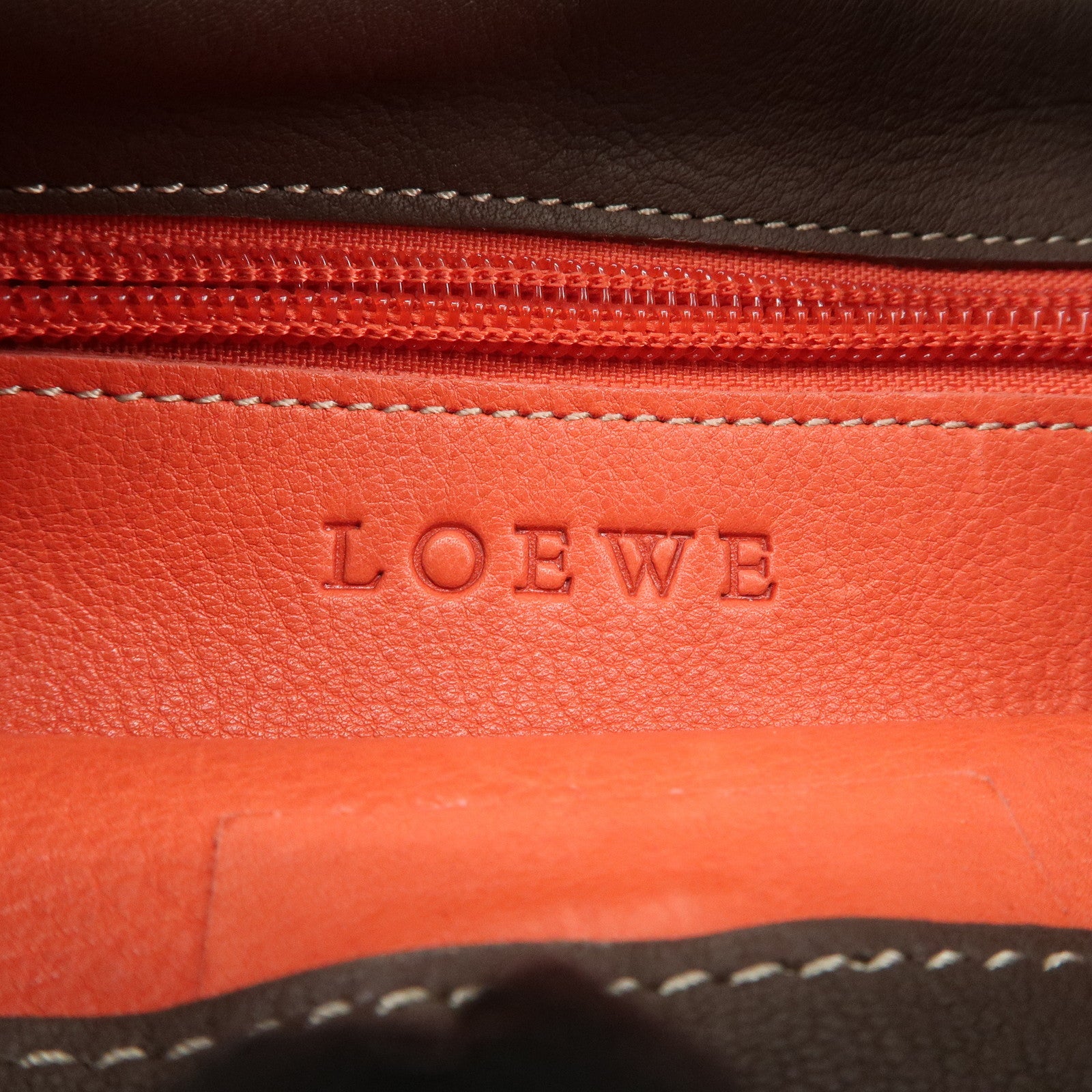 LOEWE Leather Suede Shoulder Bag Hand Bag Brown Red Gold HDW
