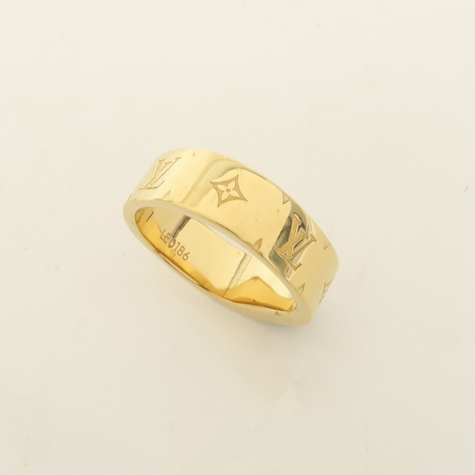 Louis Vuitton Nanogram Bague Metal Ring Size S Gold M00210
