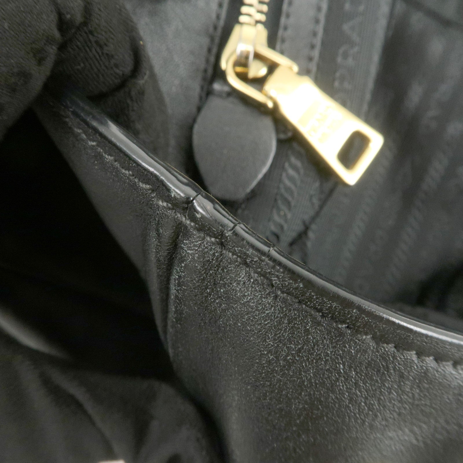PRADA Logo Leather 2Way Hand Bag Tote Bag Shoulder Bag Black BN2151