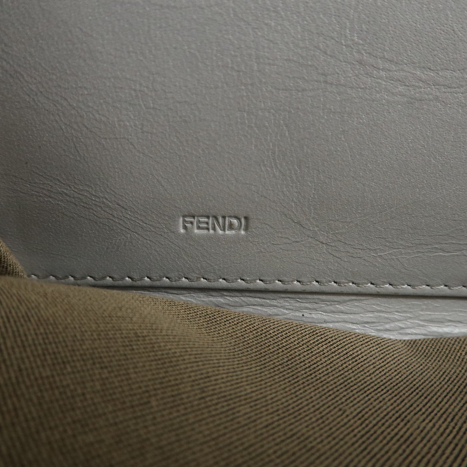 FENDI Leather Round Zippy Long Wallet Silver 8M0024 Used