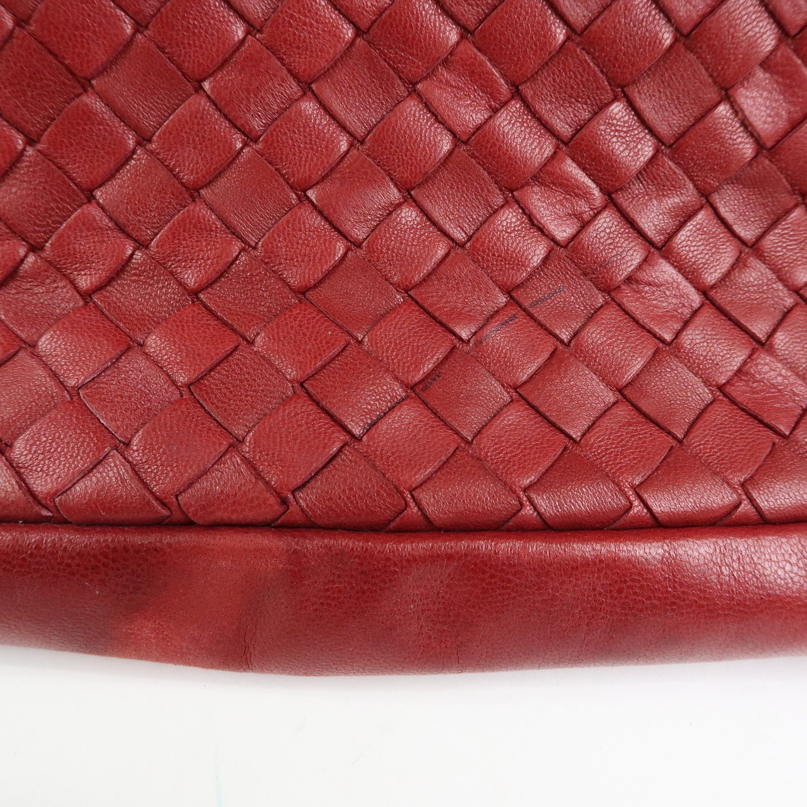 BOTTEGA VENETA Intrecciato Leather Shoulder Bag Red 132369