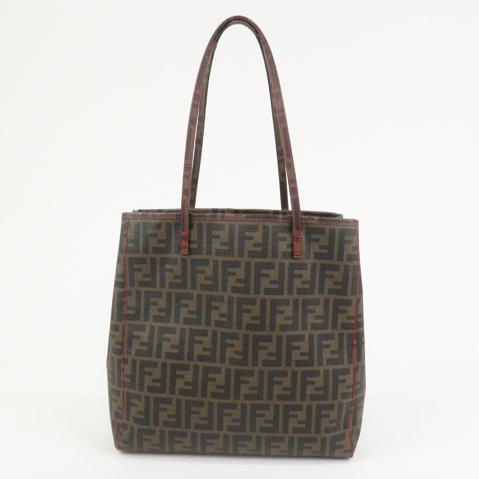 FENDI Zucca PVC Canvas Tote Bag Shoulder Bag Brown Black 8BH211