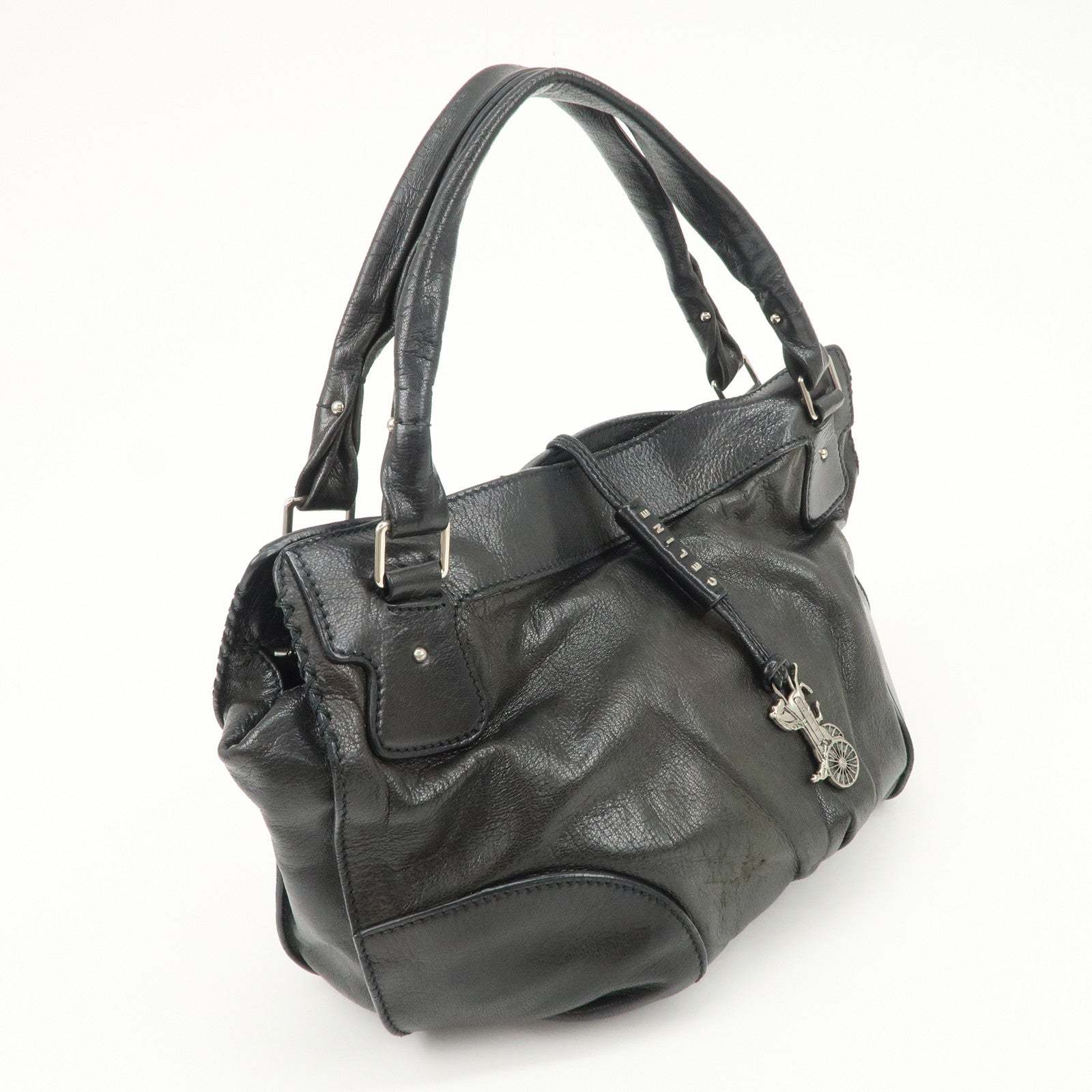 CELINE Bitter Sweet Leather Shoulder Bag Hand Bag Black Used