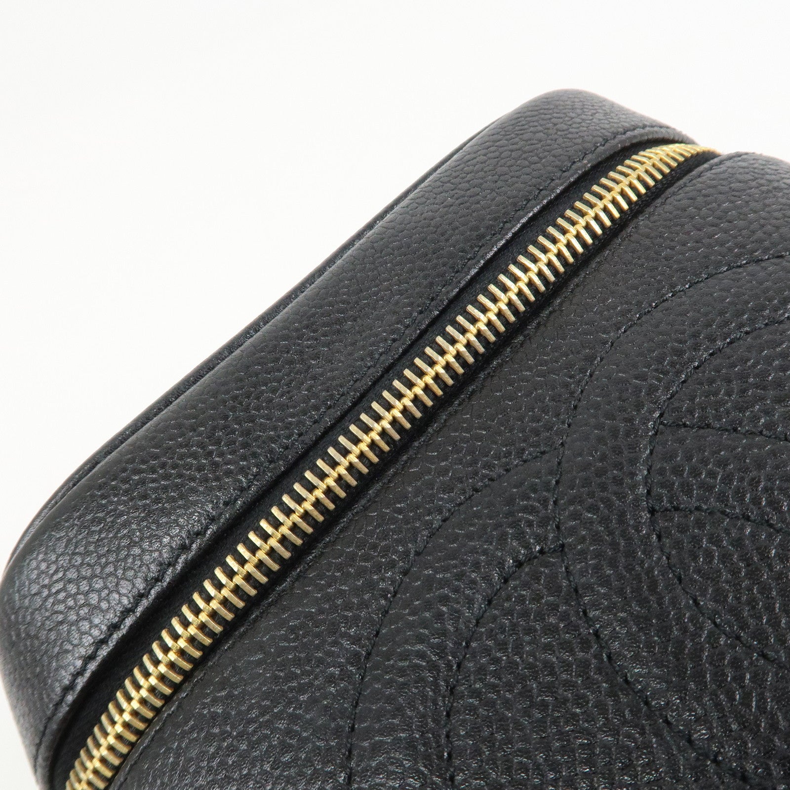 CHANEL COCO Mark Caviarskin Vanity Bag Hand Bag Pouch Black A01998
