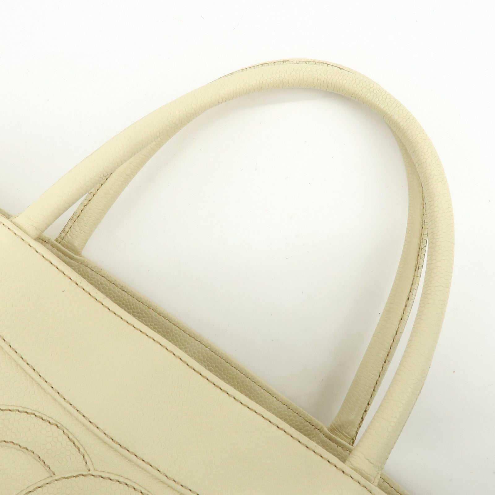 CHANEL COCO Mark Caviarskin Tote Bag Shoulder Bag Hand Bag Ivory