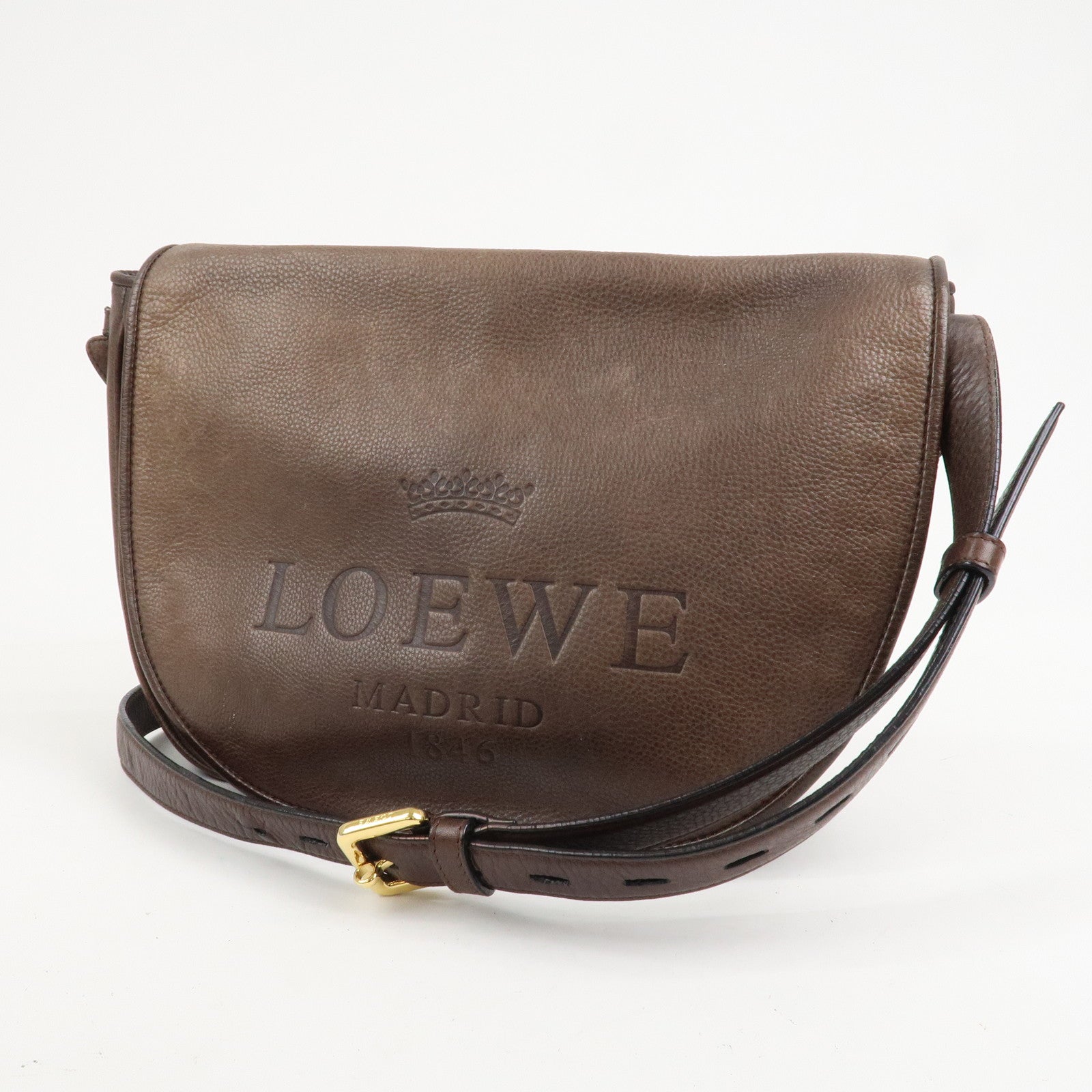 LOEWE Heritage Leather Shoulder Bag Cross Body Bag Brown