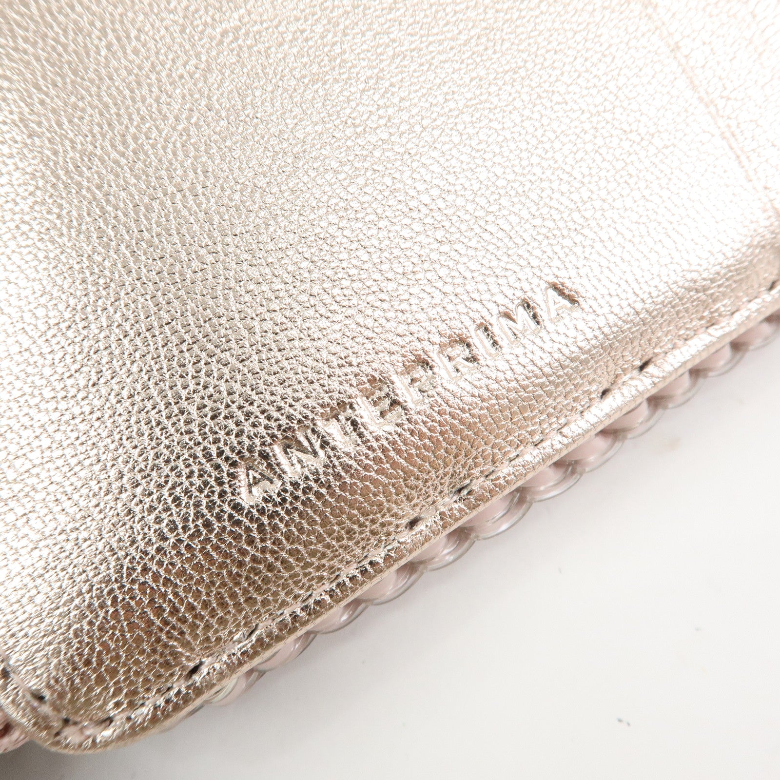 ANTEPRIMA Miss Clio PearlⅡPVC Wire Compact Wallet Metallic Pink