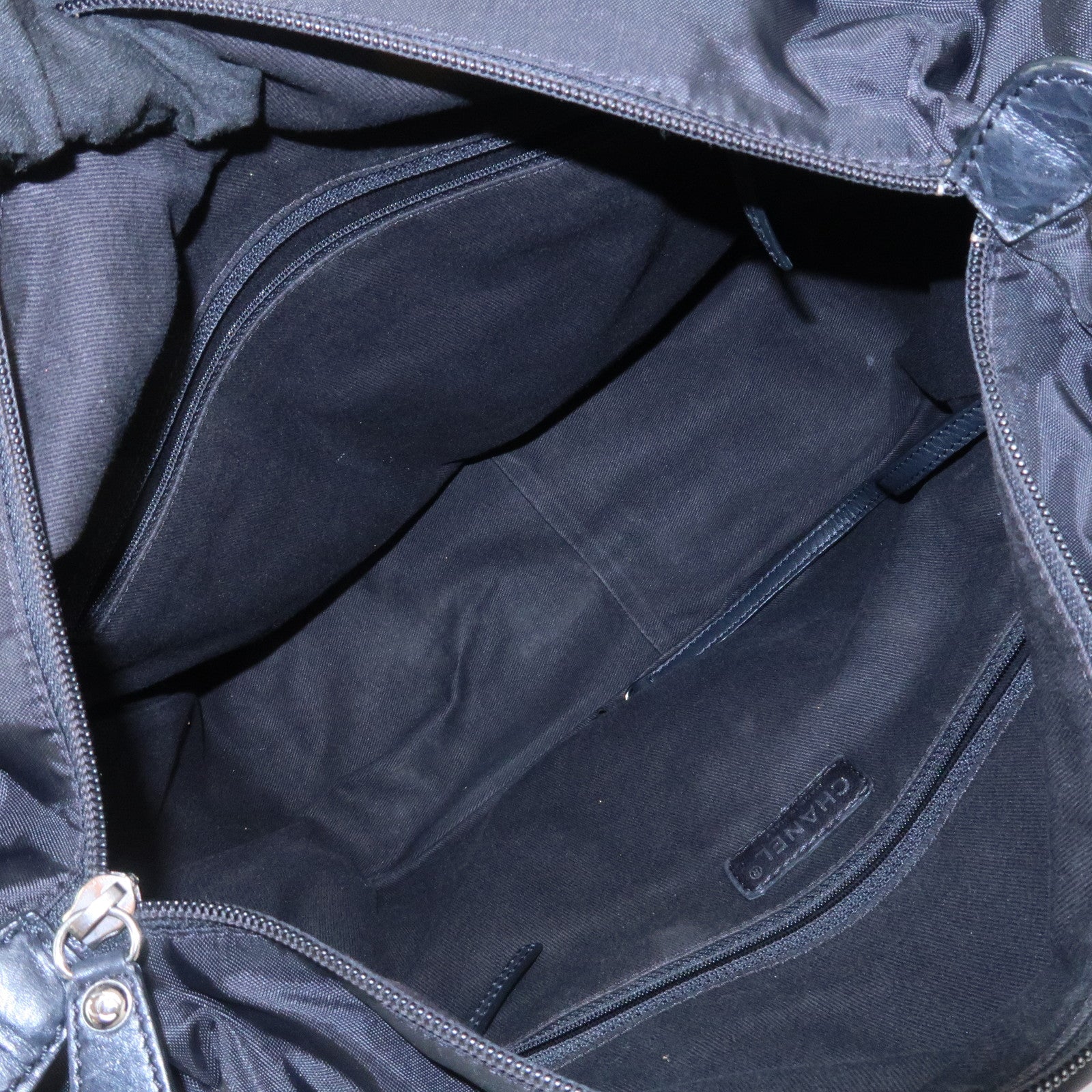 CHANEL Paris New York COCO Mark Nylon Leather Tote Bag Black A33100