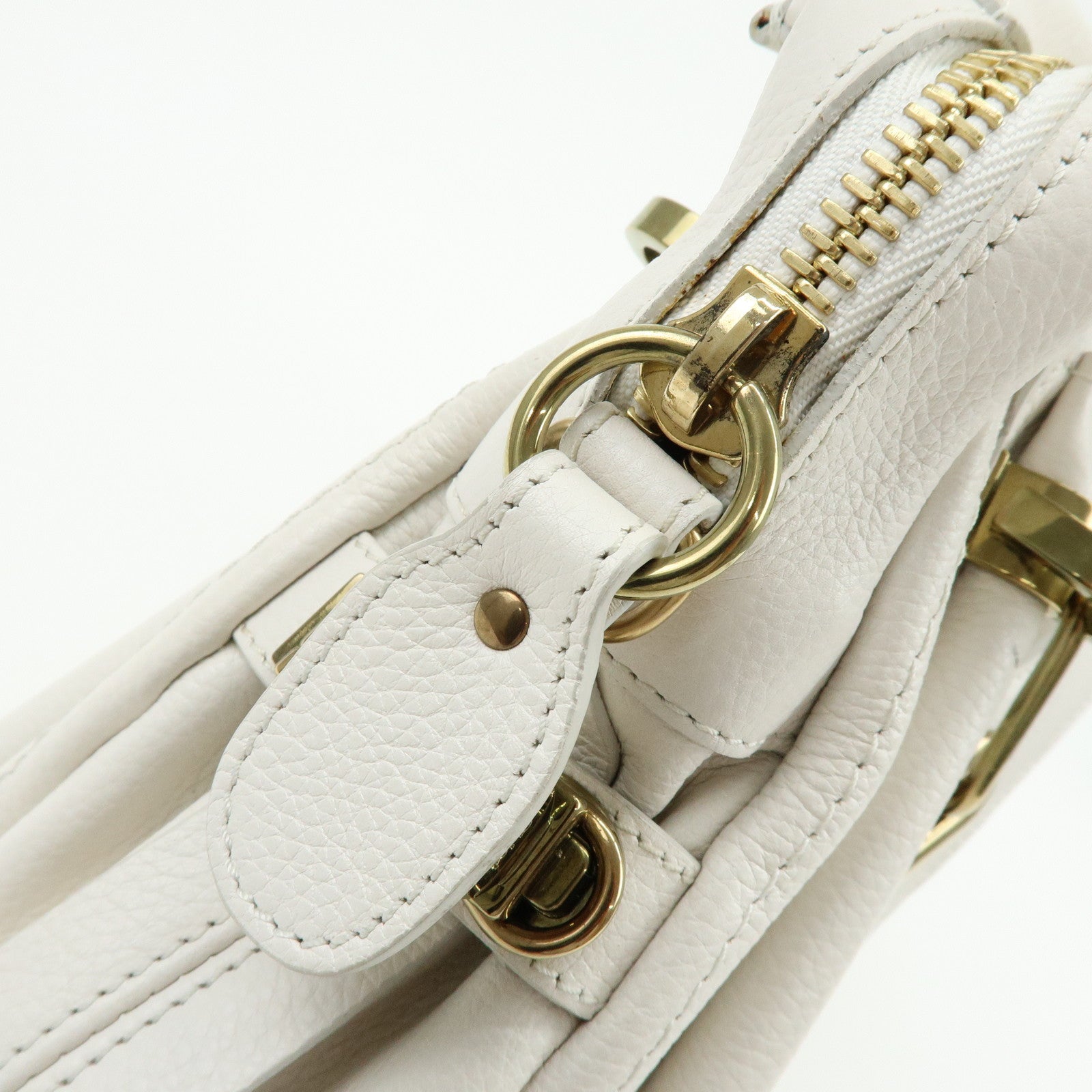 Chloe Paraty Leather 2Way Bag Hand Bag White