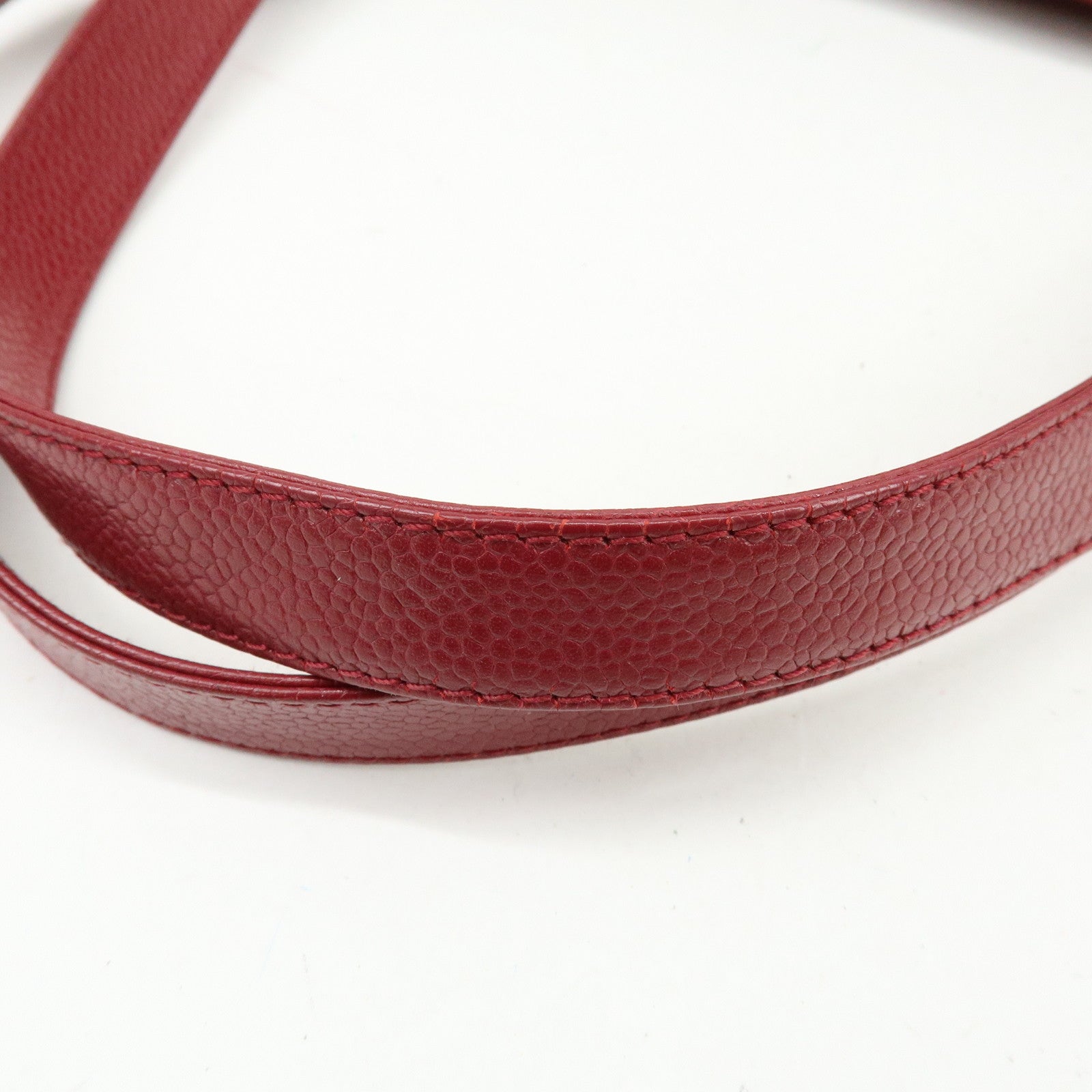 CHANEL Caviarskin Shoulder Bag Hand Bag Red