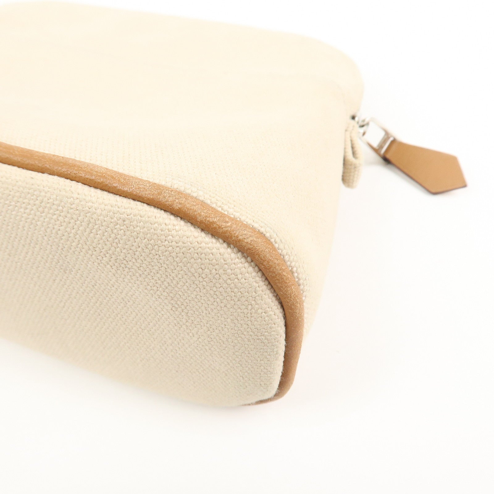 HERMES Bolide Mini Cotton Leather Pouch Natural