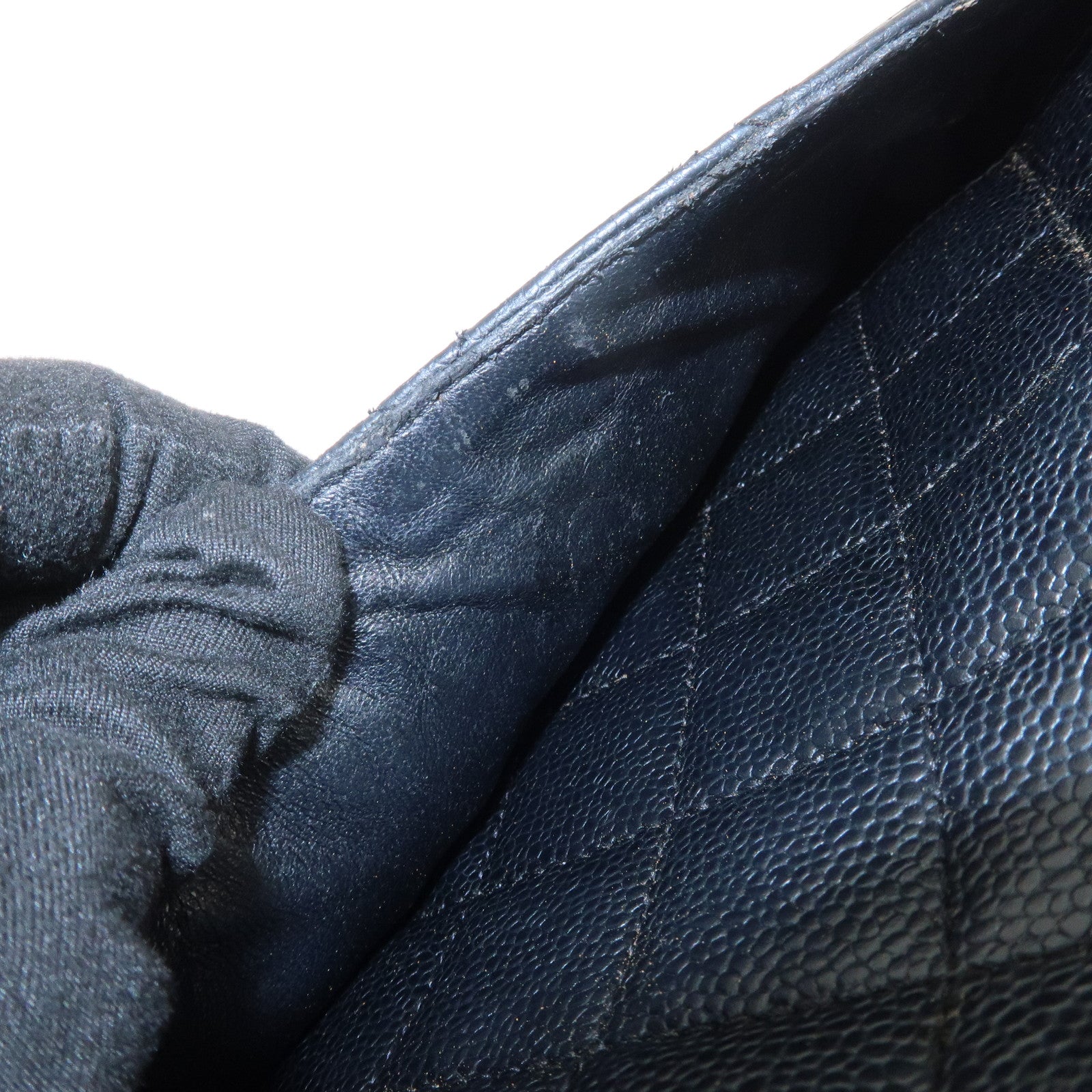 CHANEL Matelasse Caviarskin Boston Bag Hand Bag Black A20997