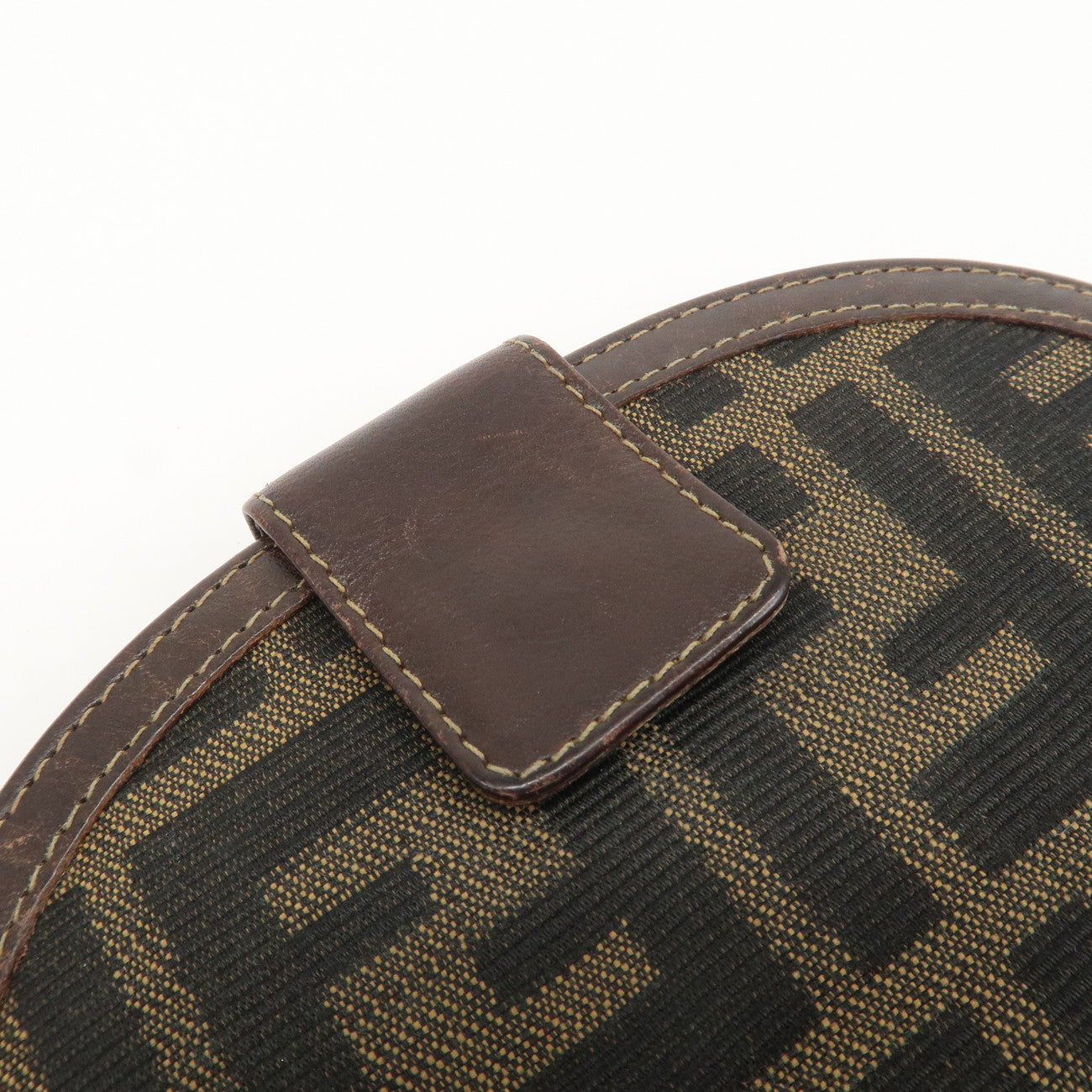 FENDI Zucca Canvas Leather Compact Wallet Black Brown 01223