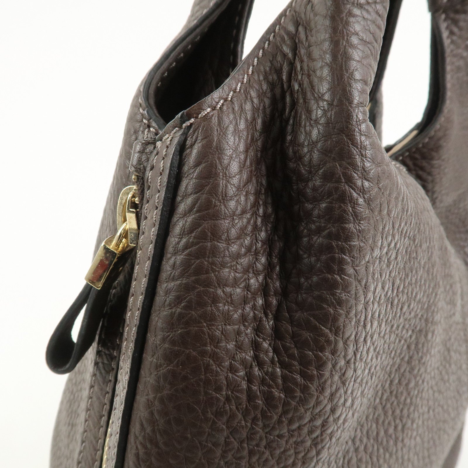 TOD'S Logo Leather Shoulder Bag Hand Bag Brown