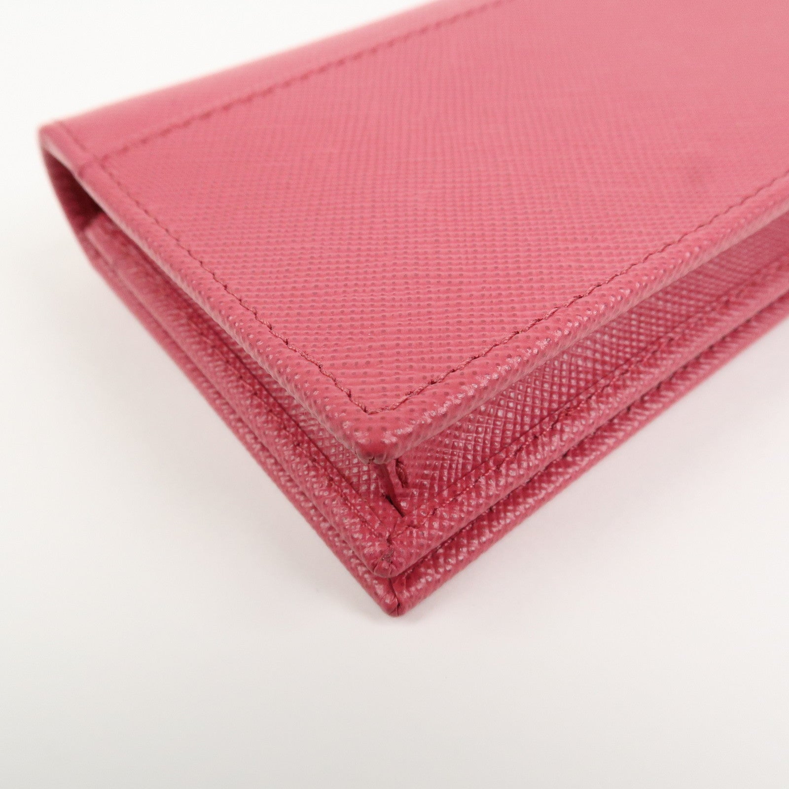 PRADA Saffiano Leather Logo Card Case Card Holder Pink 1M1439