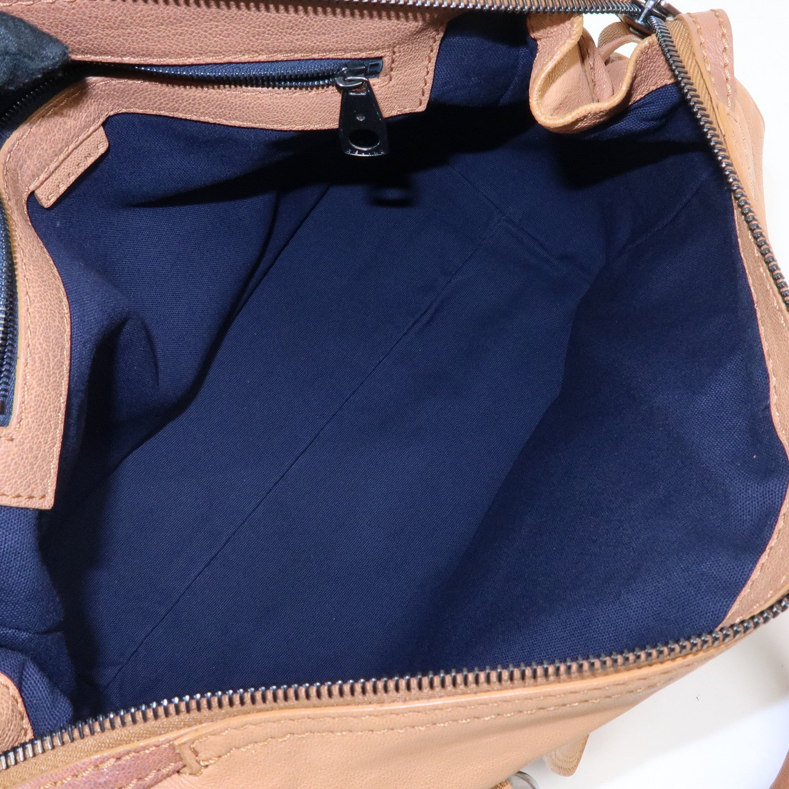 CELINE Logo Leather Hand Bag Boston Bag Hand Bag Brown