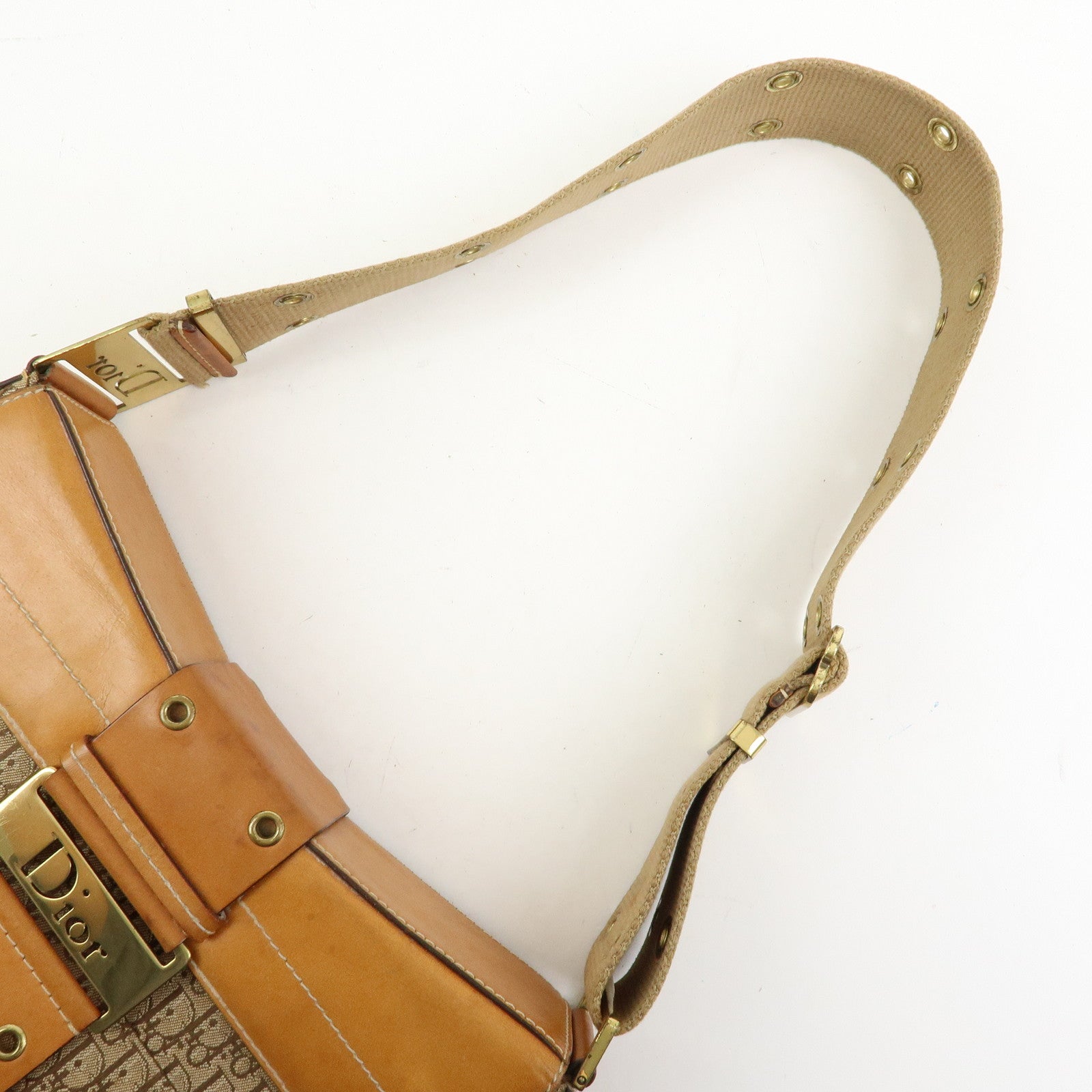 Christian Dior Trotter Street Chic Canvas Leather Shoulder Bag