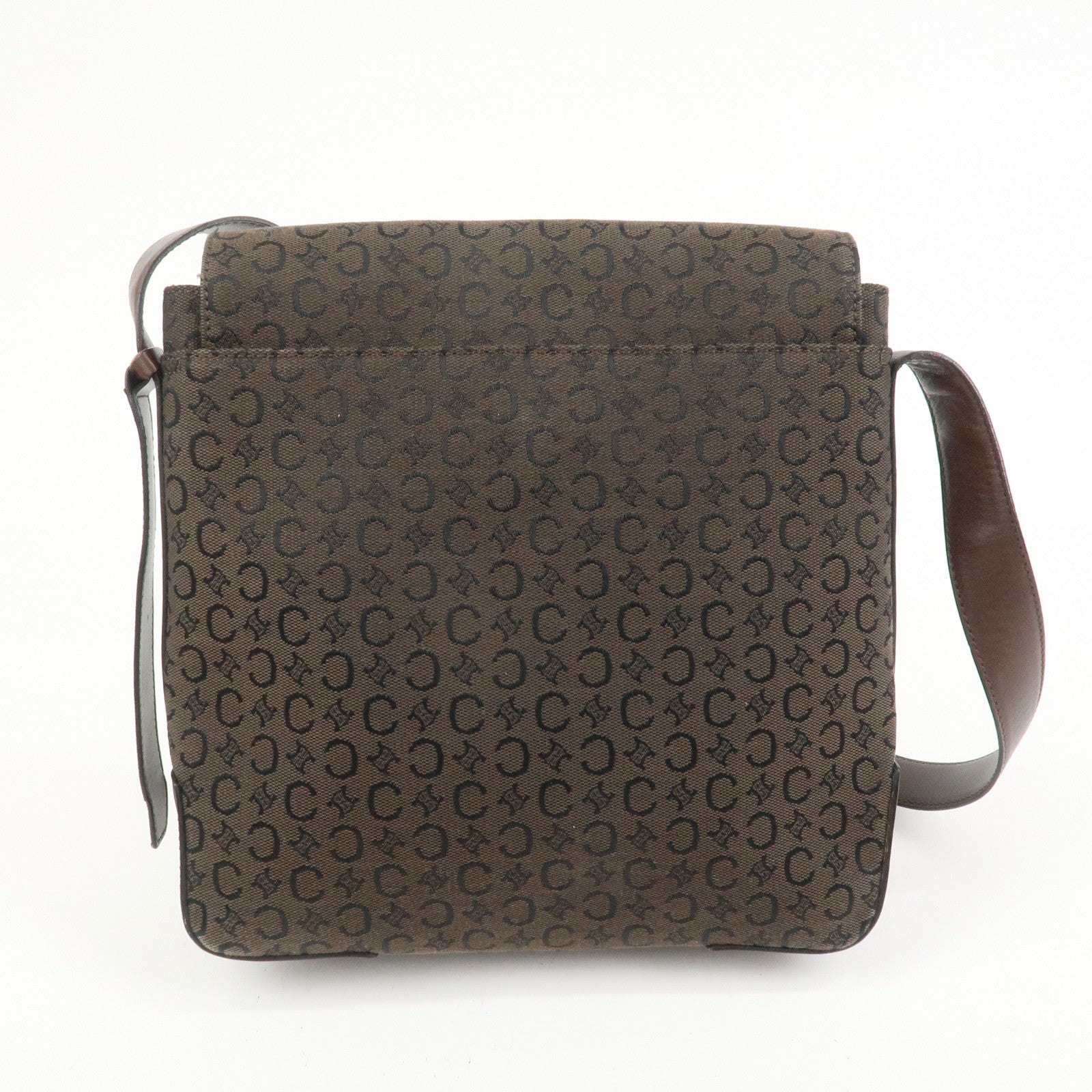 CELINE C Macadam Canvas Leather Shoulder Crossbody Bag Brown