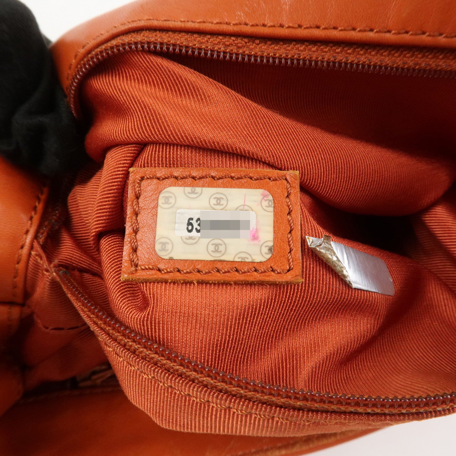 CHANEL COCO Mark Lamb Skin Shoulder Bag Orange