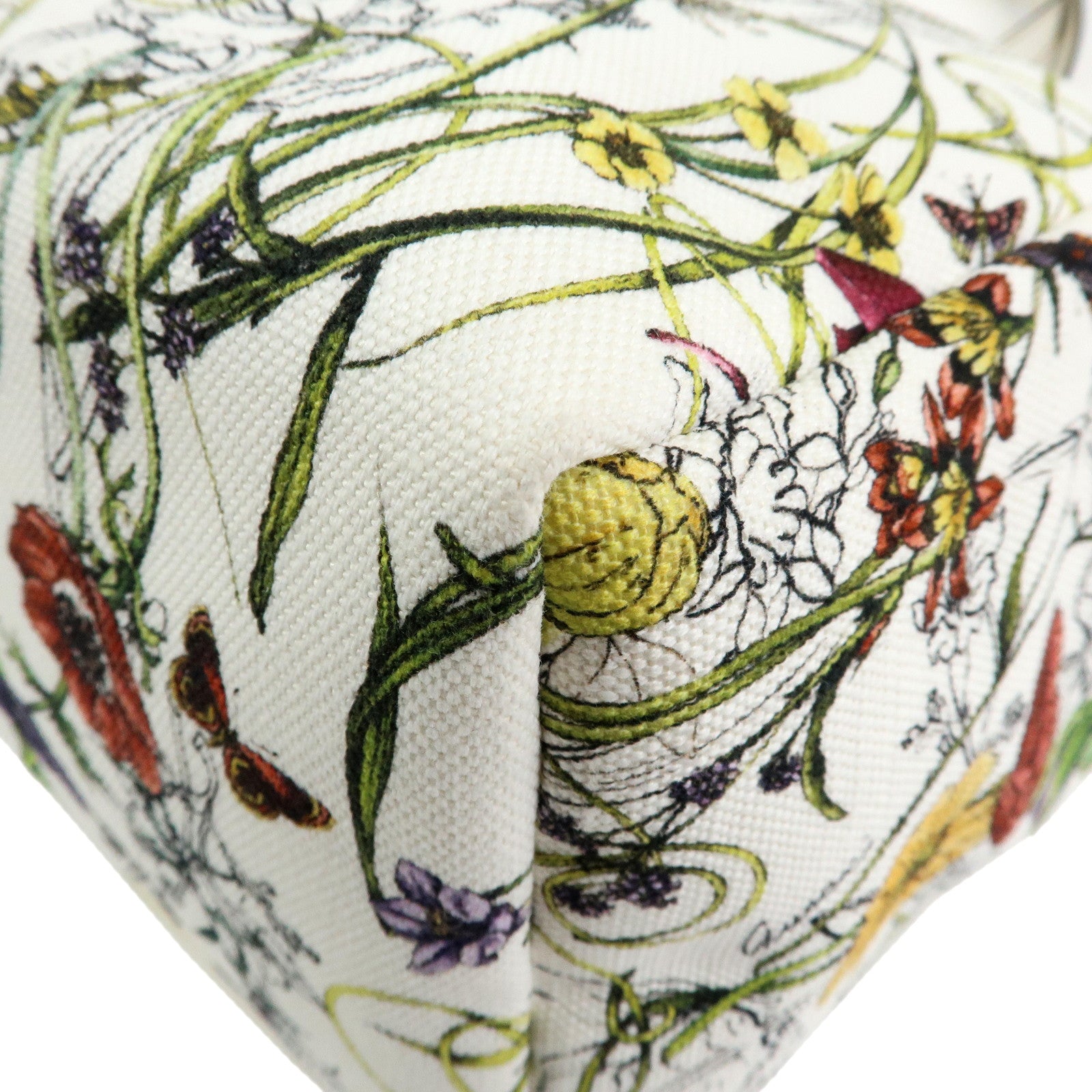 GUCCI Flora Canvas Leather Flower Tote Bag Hand Bag White 282439
