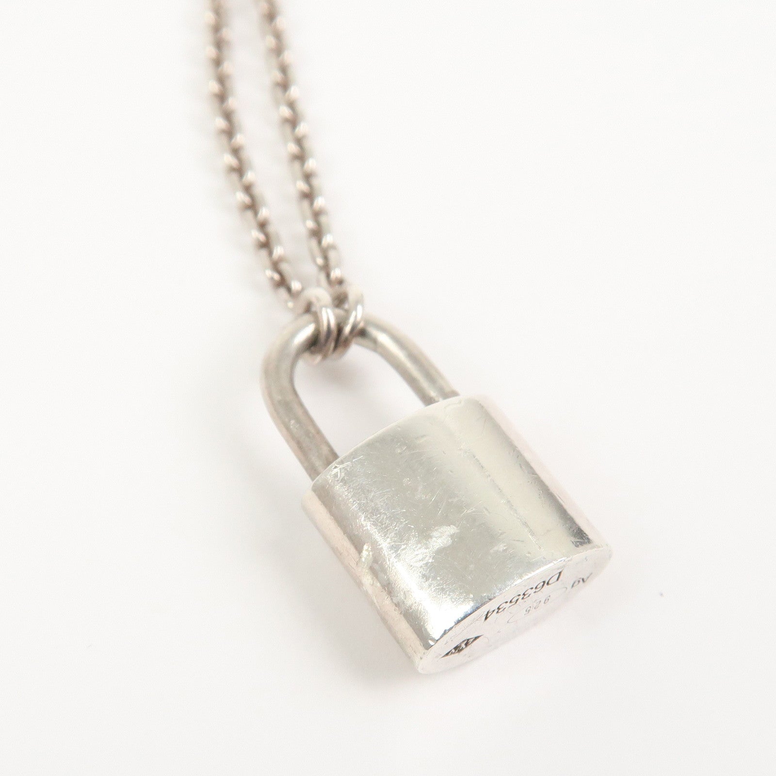 Louis Vuitton Lockit Pendant Necklace SV925 Silver D63534