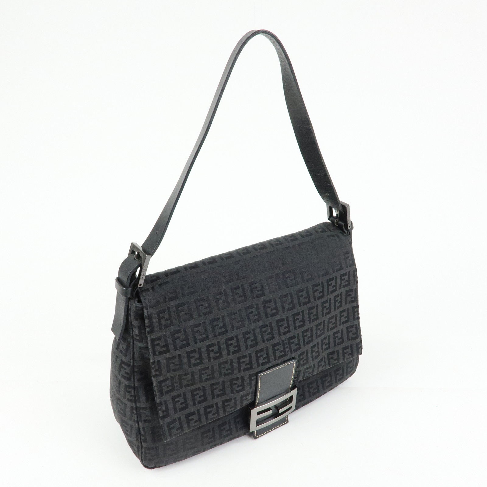 FENDI Zucchino Mamma Baguette Nylon Leather Shoulder Bag 8BR001