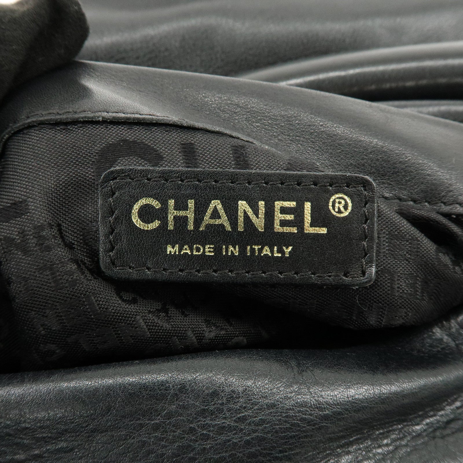 CHANEL COCO Mark Calf Leather Hand Bag Shoulder Bag Black