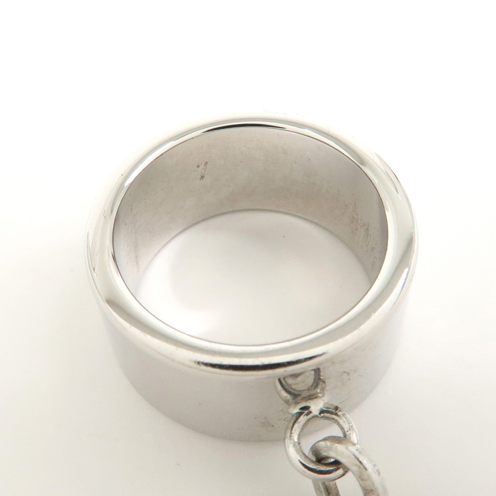 Christian Dior Silver-Tone Logo Metal Ring