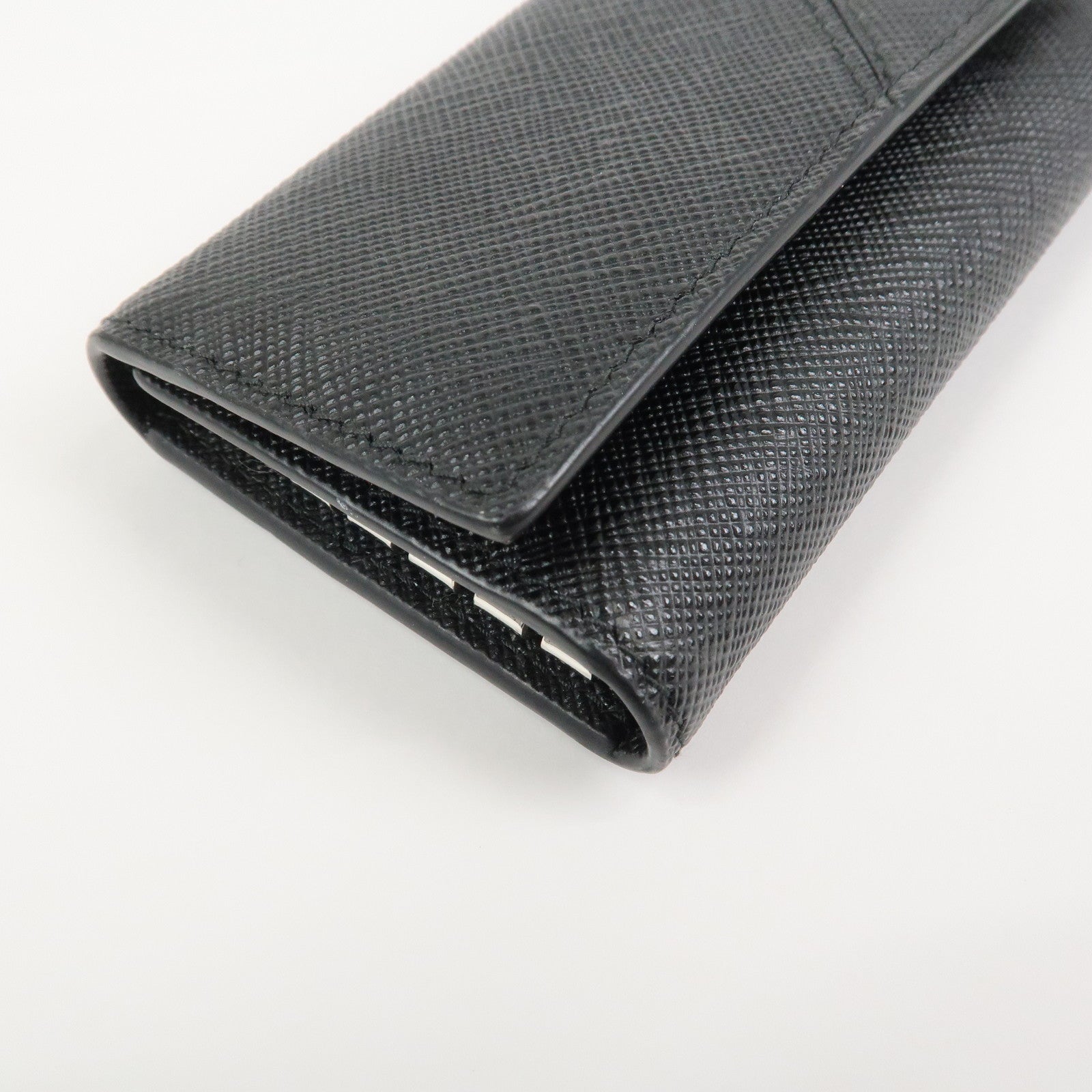 PRADA Logo Saffiano Leather 6 Rings Key Case Black 2PG222