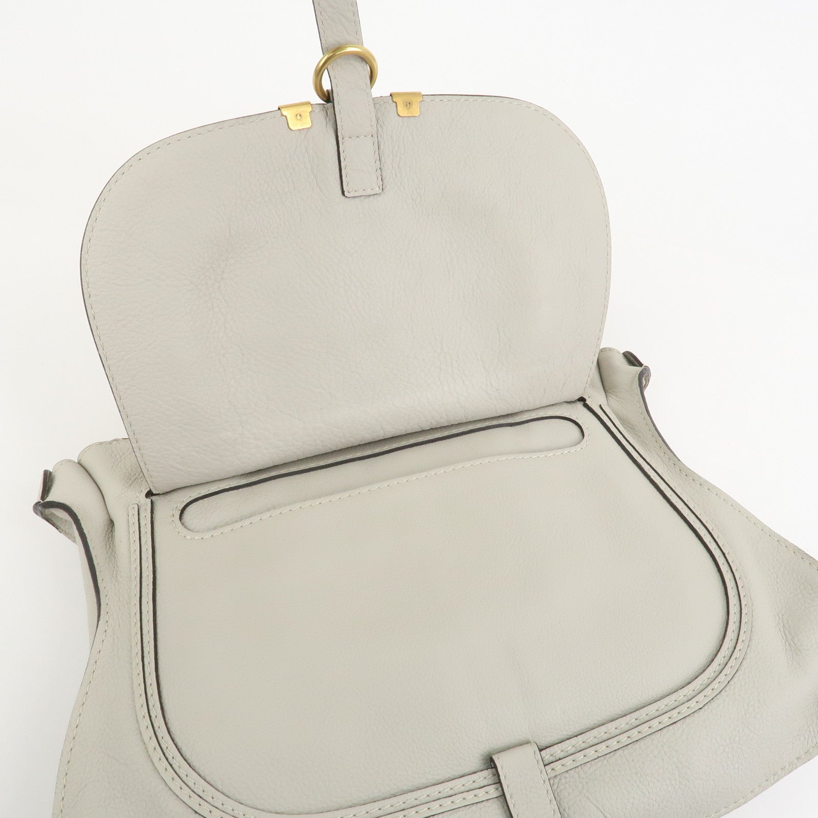 Chloe Marcie Leather Hand Bag Shoulder Bag Gray