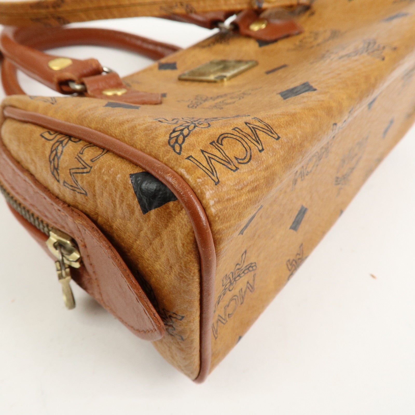 MCM Visetos Leather 2Way Mini Boston Hand Shoulder Crossbody Bag