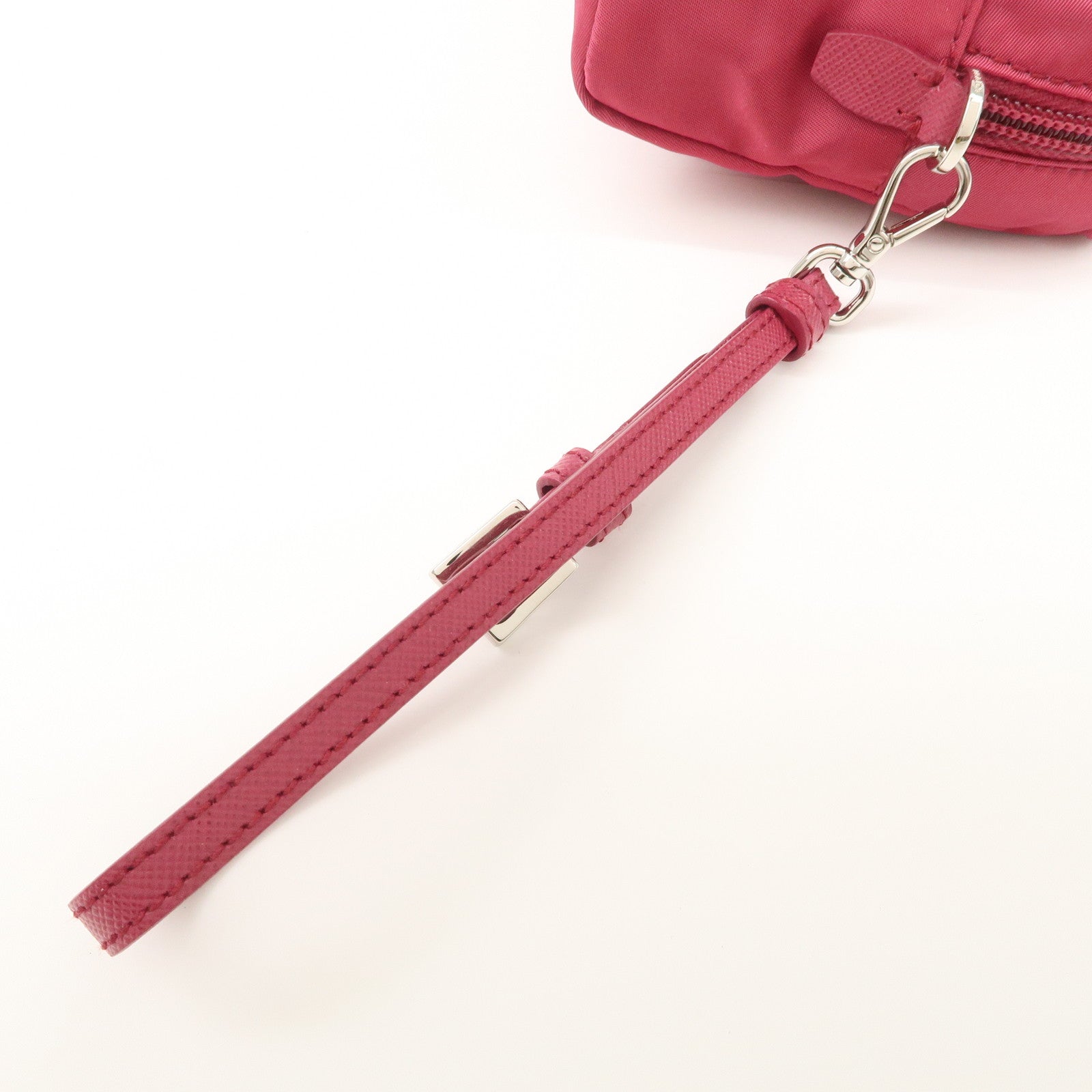 PRADA Triangle Logo Nylon Leather Pouch Pink 1NE693 Used
