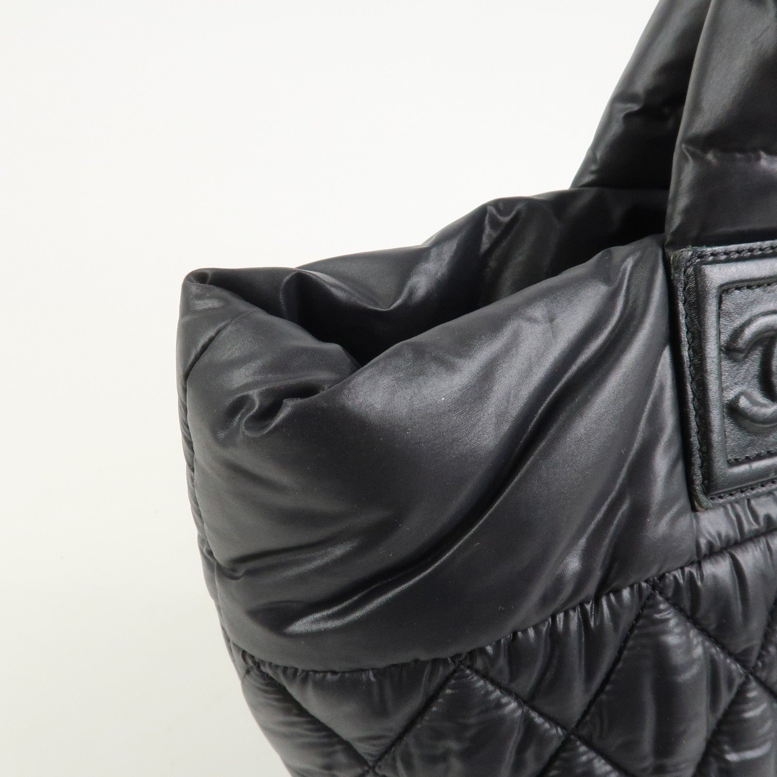 CHANEL COCO Cocoon PM Nylon Calf Leather Tote Bag Black A48610